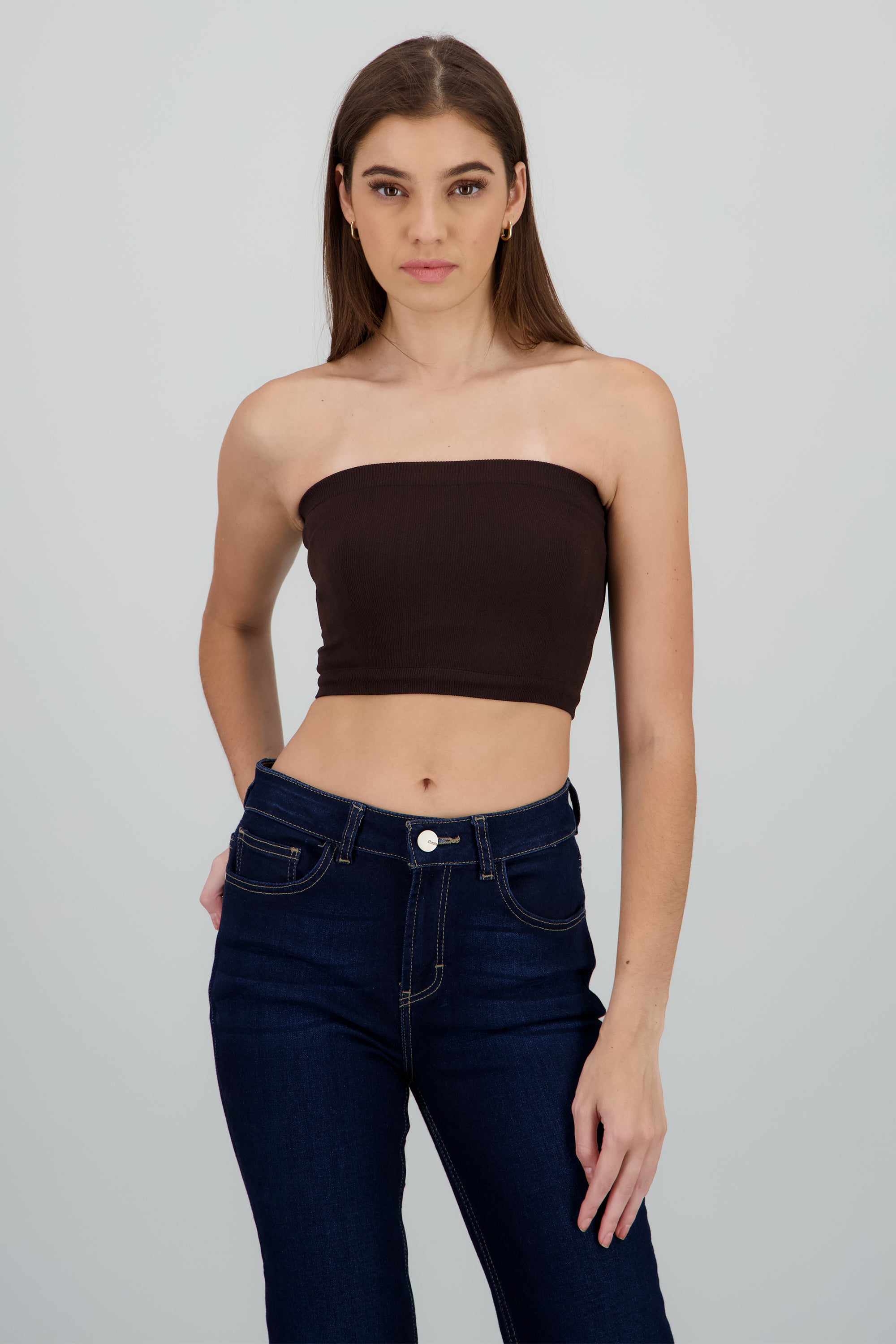 Top Tubo Elástico Acanalado CHOCOLATE