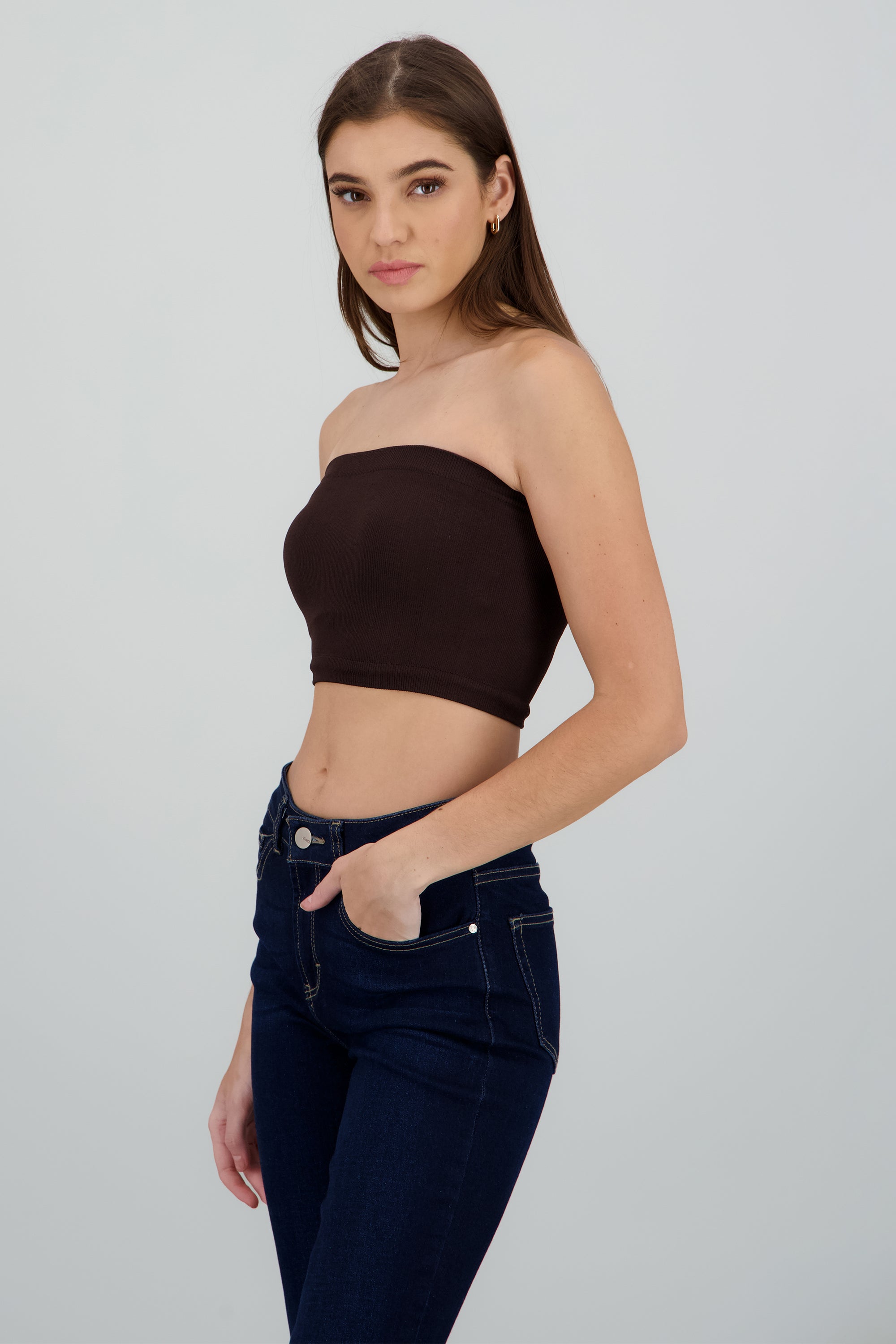 Top Tubo Elástico Acanalado CHOCOLATE