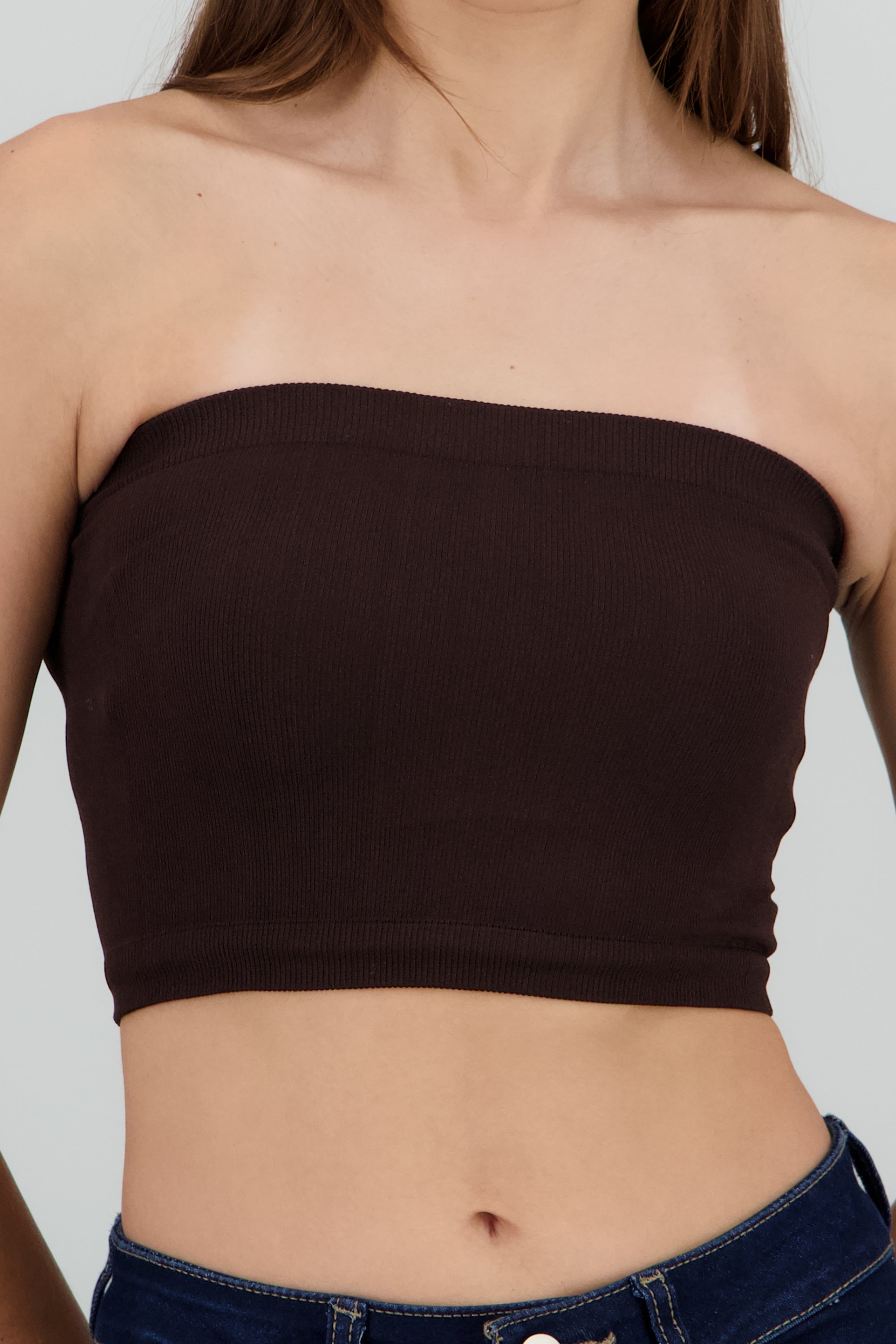 Top Tubo Elástico Acanalado CHOCOLATE