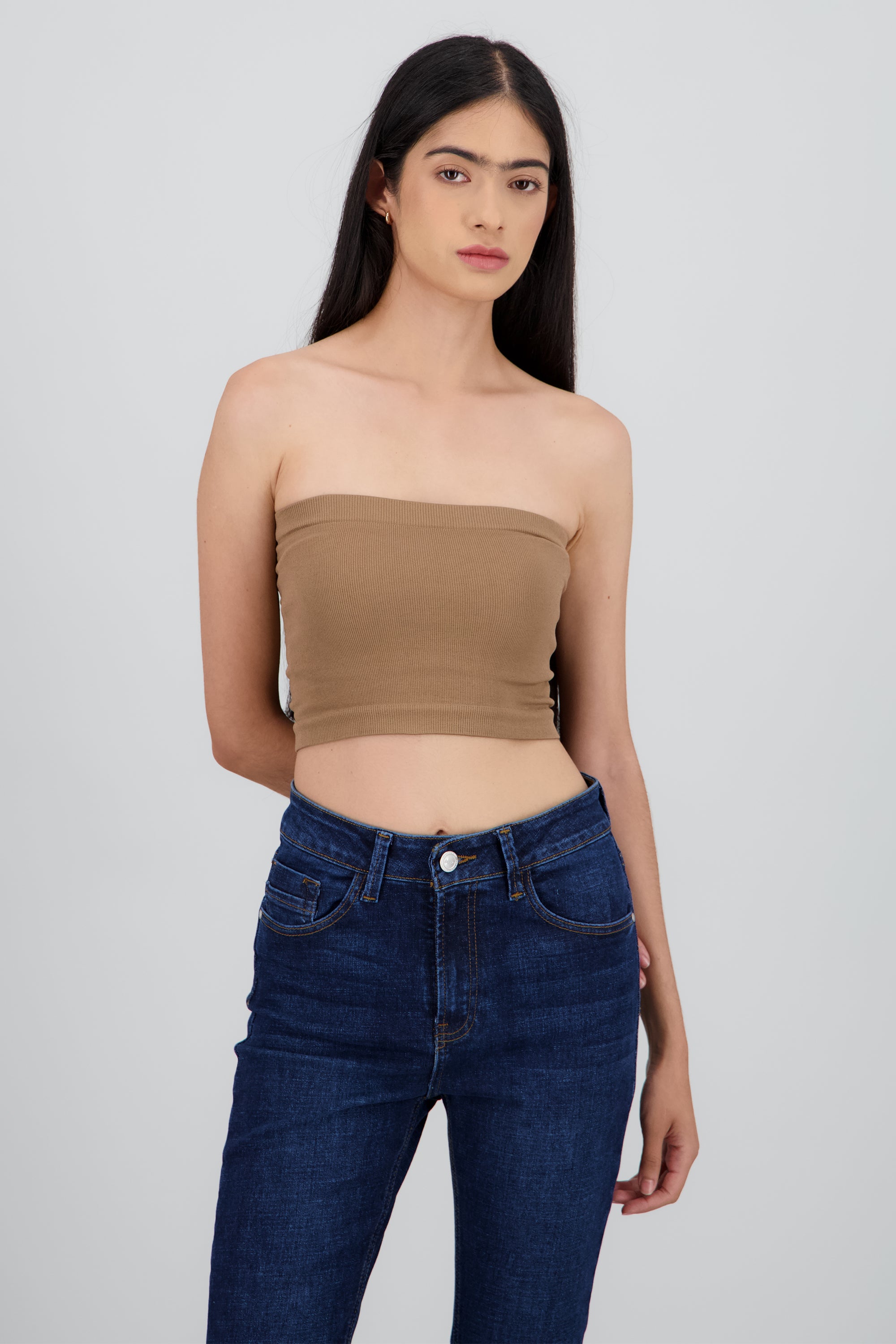 Top Tubo Elástico Acanalado CAMELLO