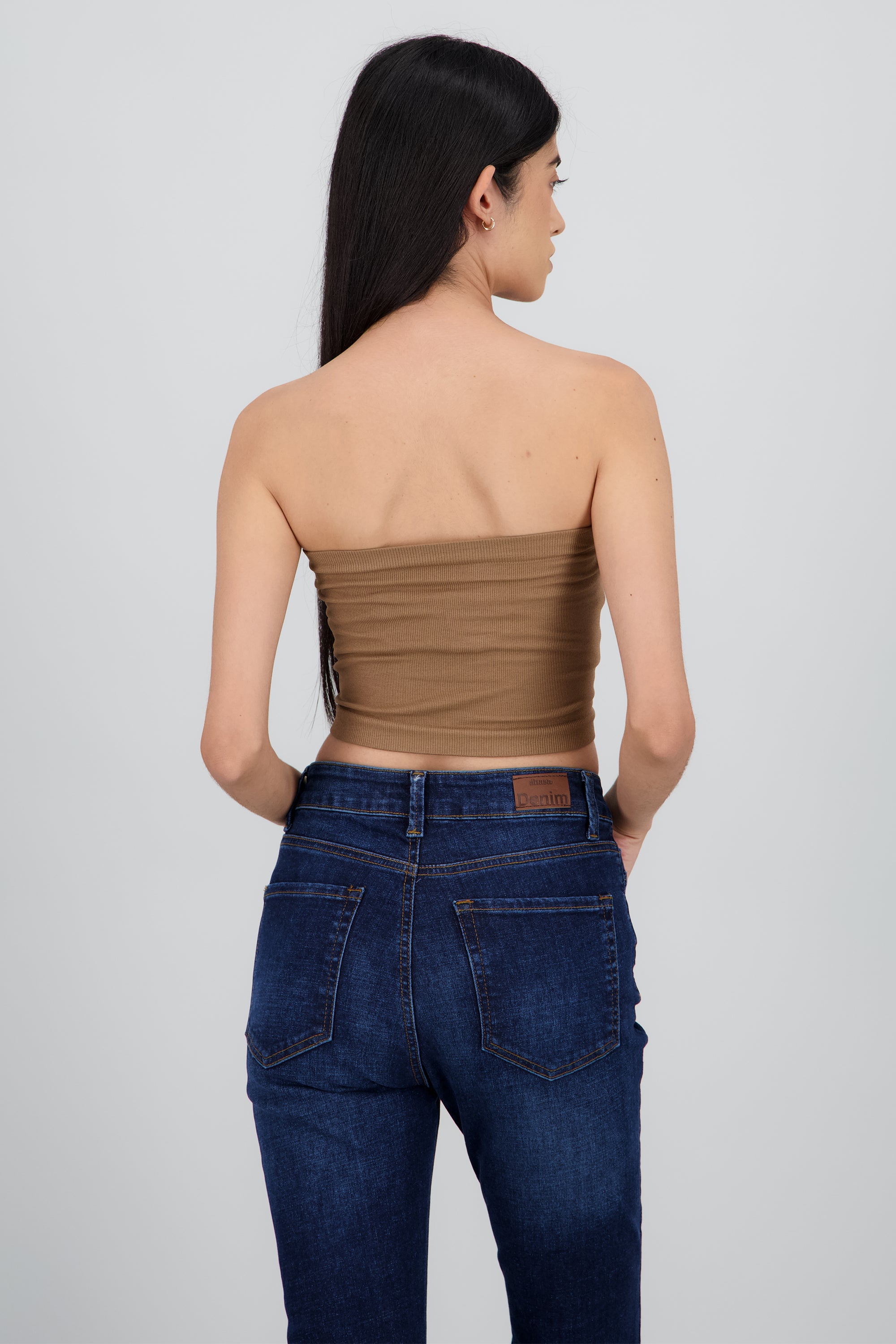 Top Tubo Elástico Acanalado CAMELLO