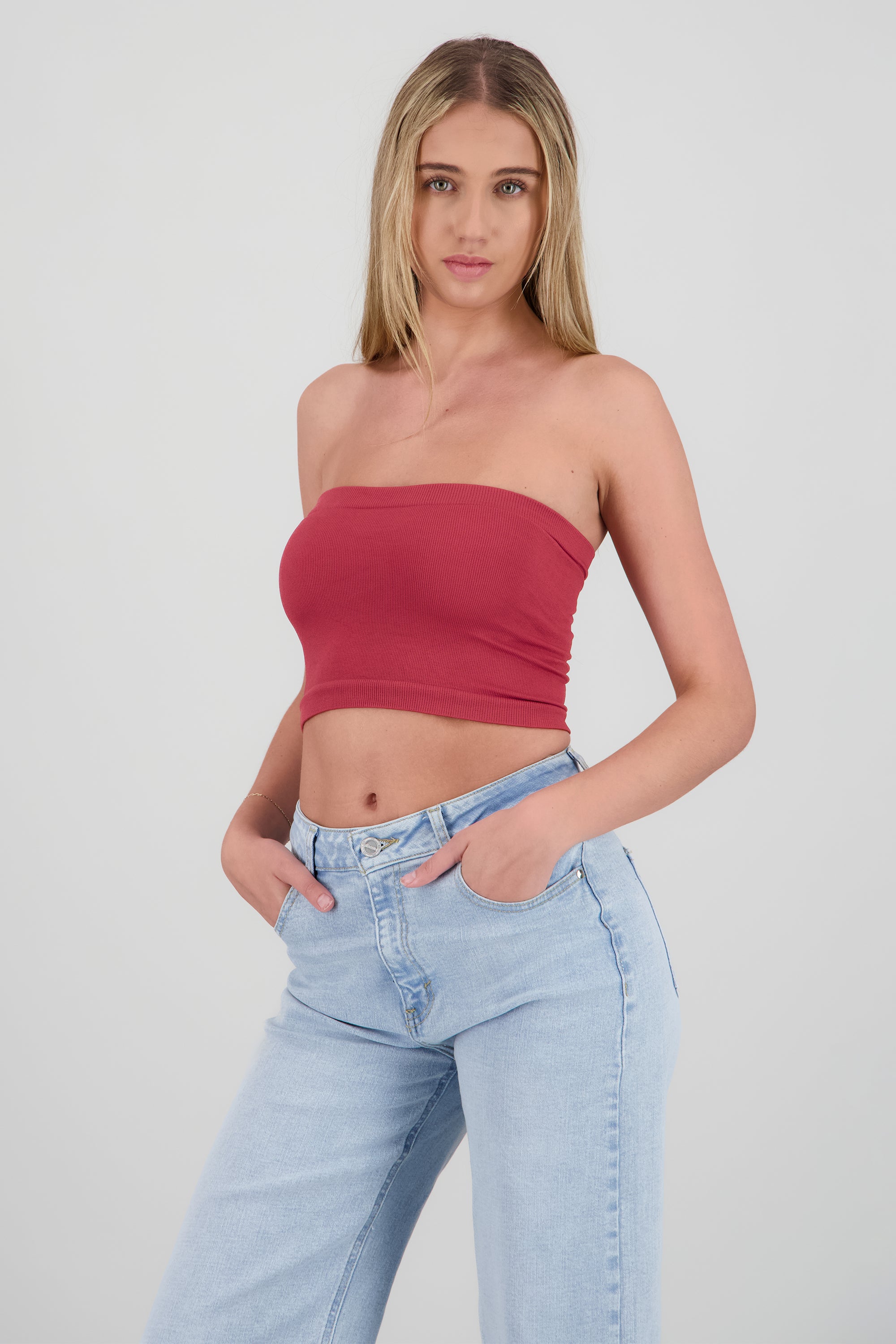 Top Tubo Elástico Acanalado MARSALA