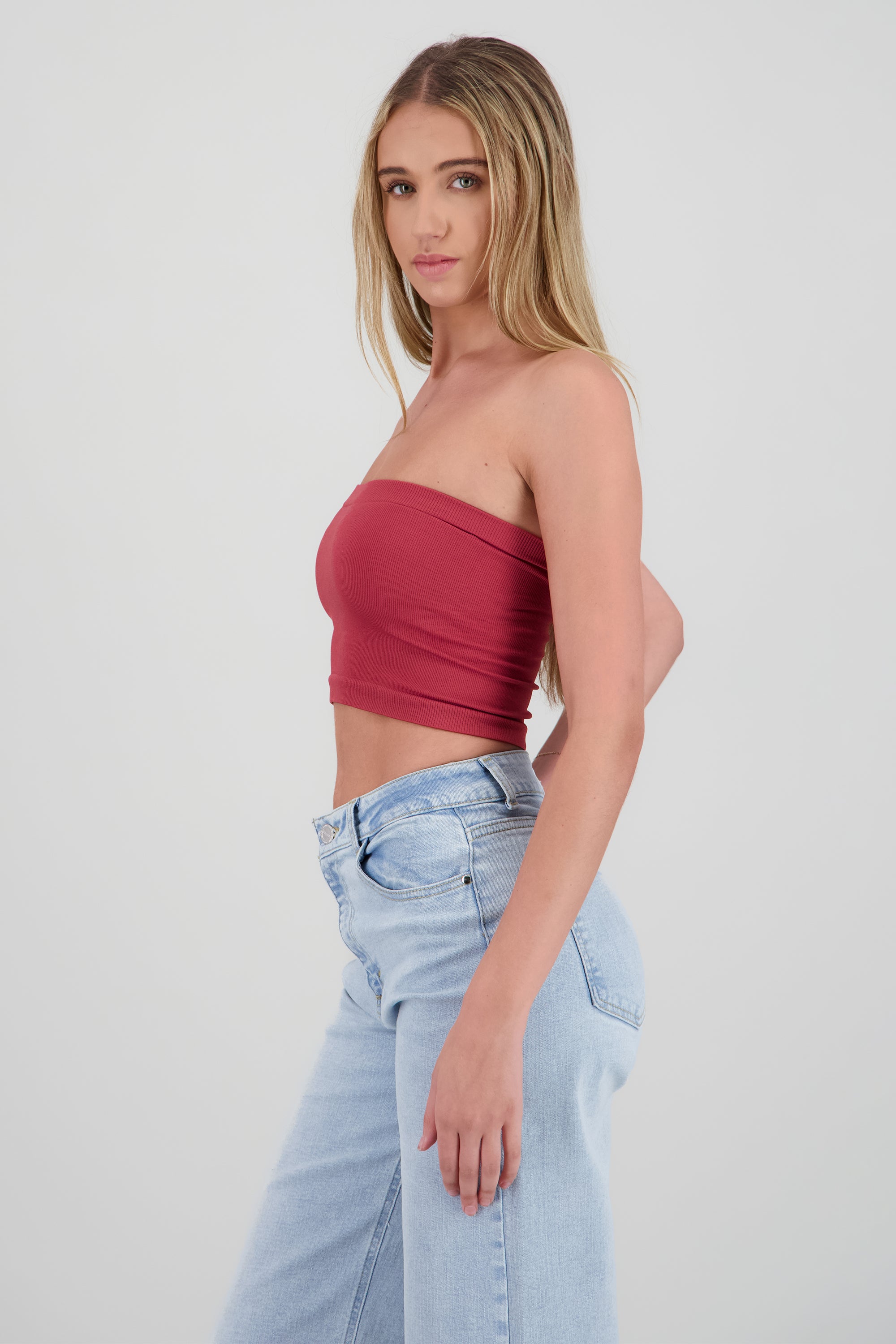 Top Tubo Elástico Acanalado MARSALA