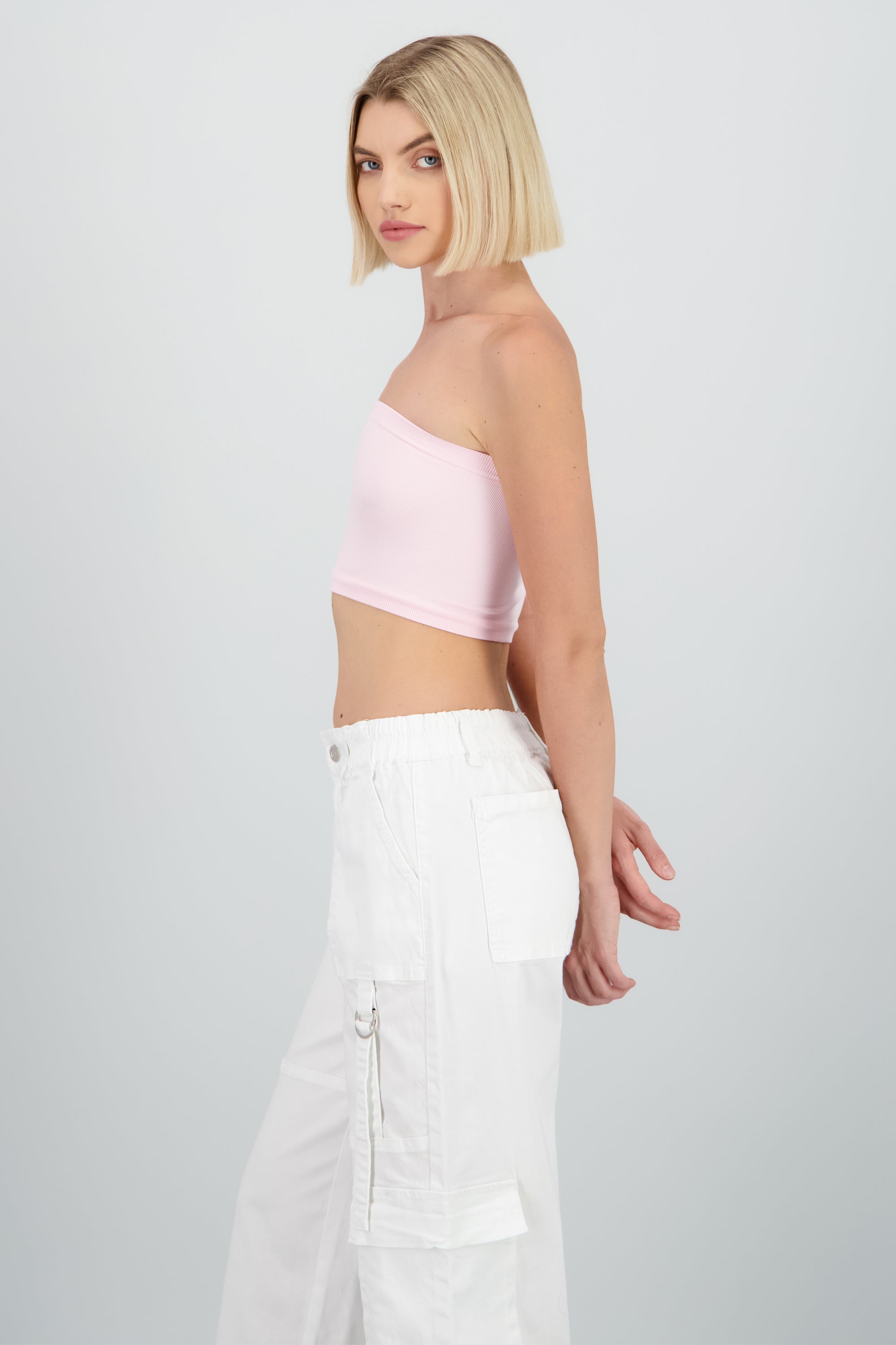 Top Tubo Elástico Acanalado ROSA PASTEL