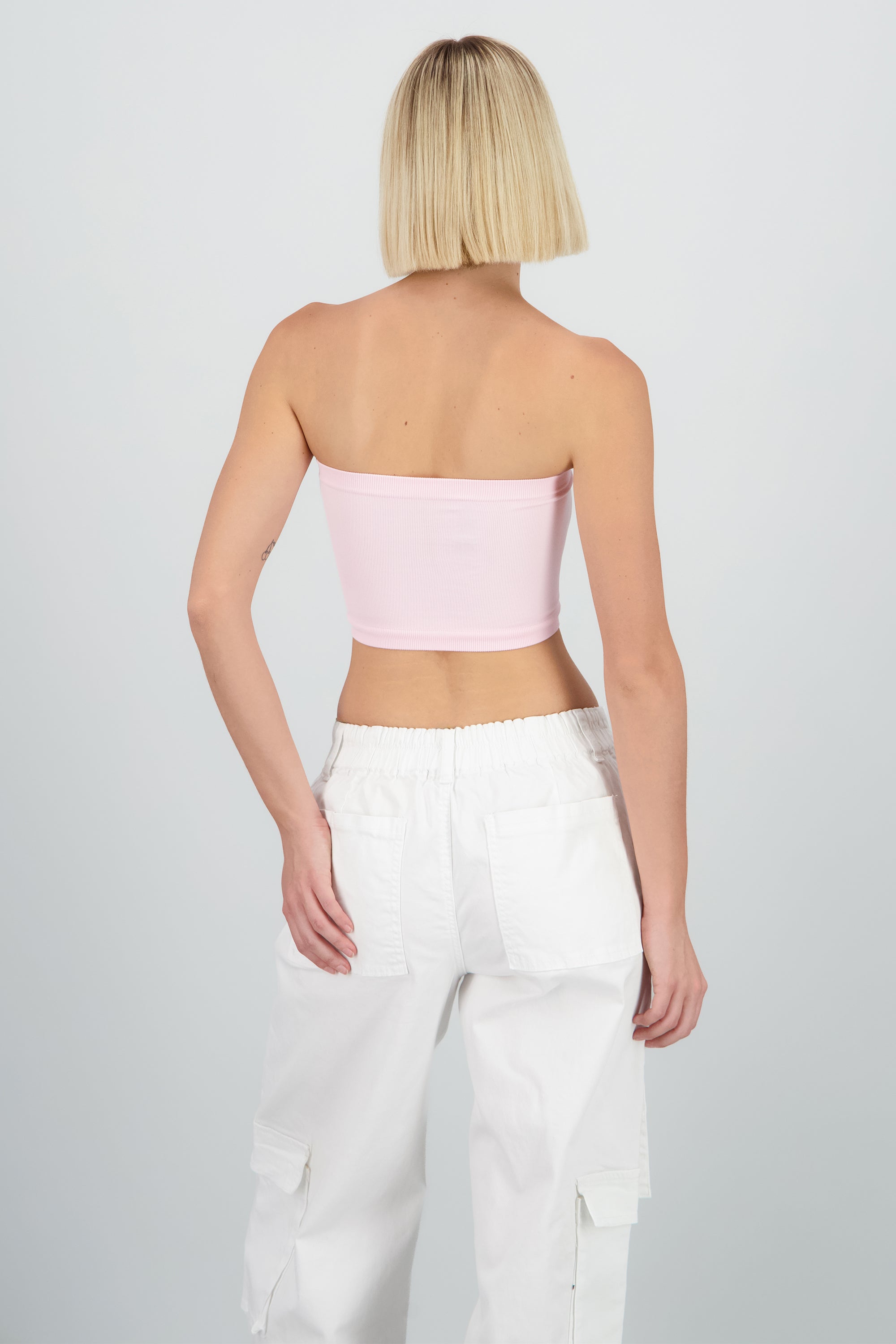 Top Tubo Elástico Acanalado ROSA PASTEL