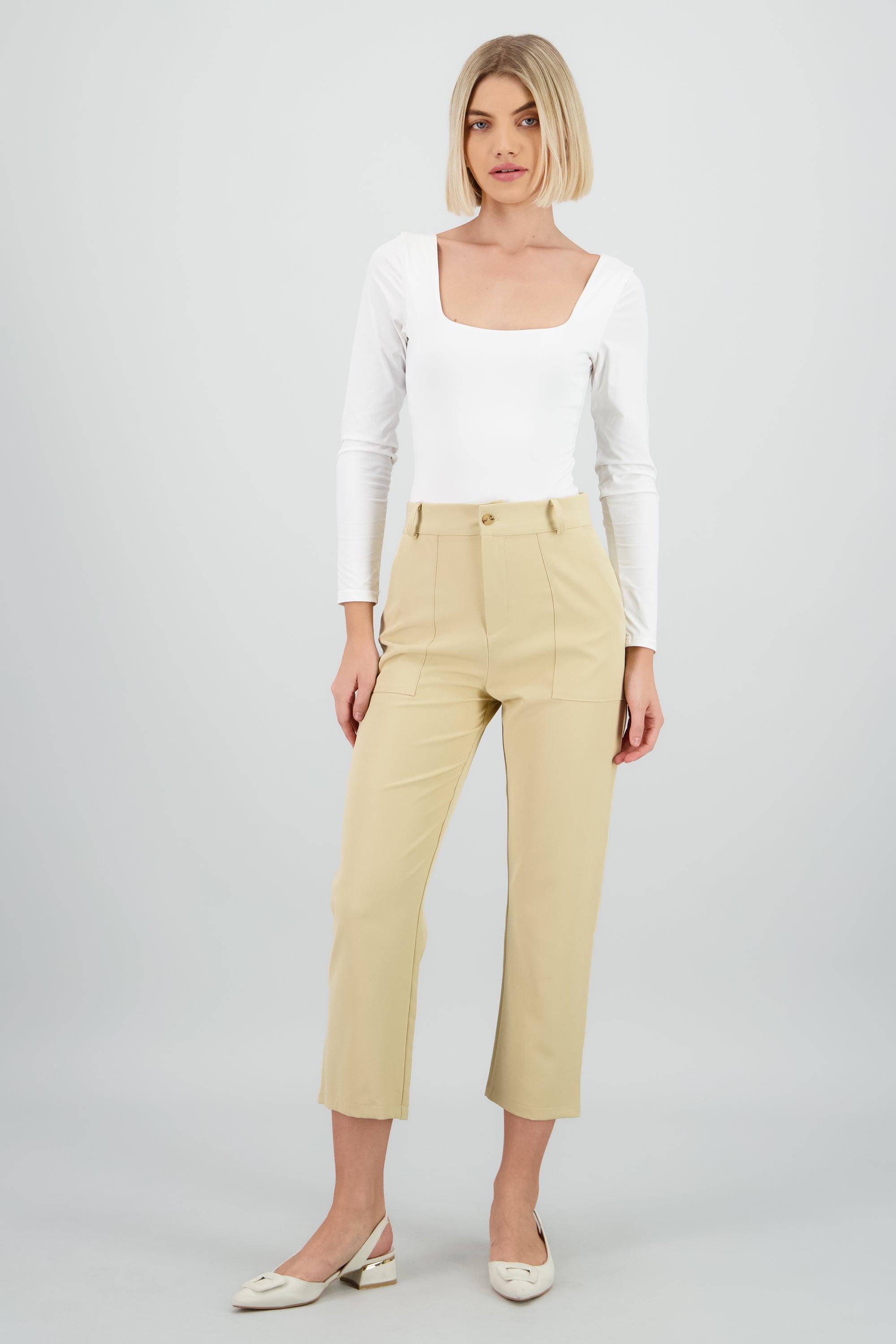 Pantalón Cintura Alta Capri Bolsas ARENA
