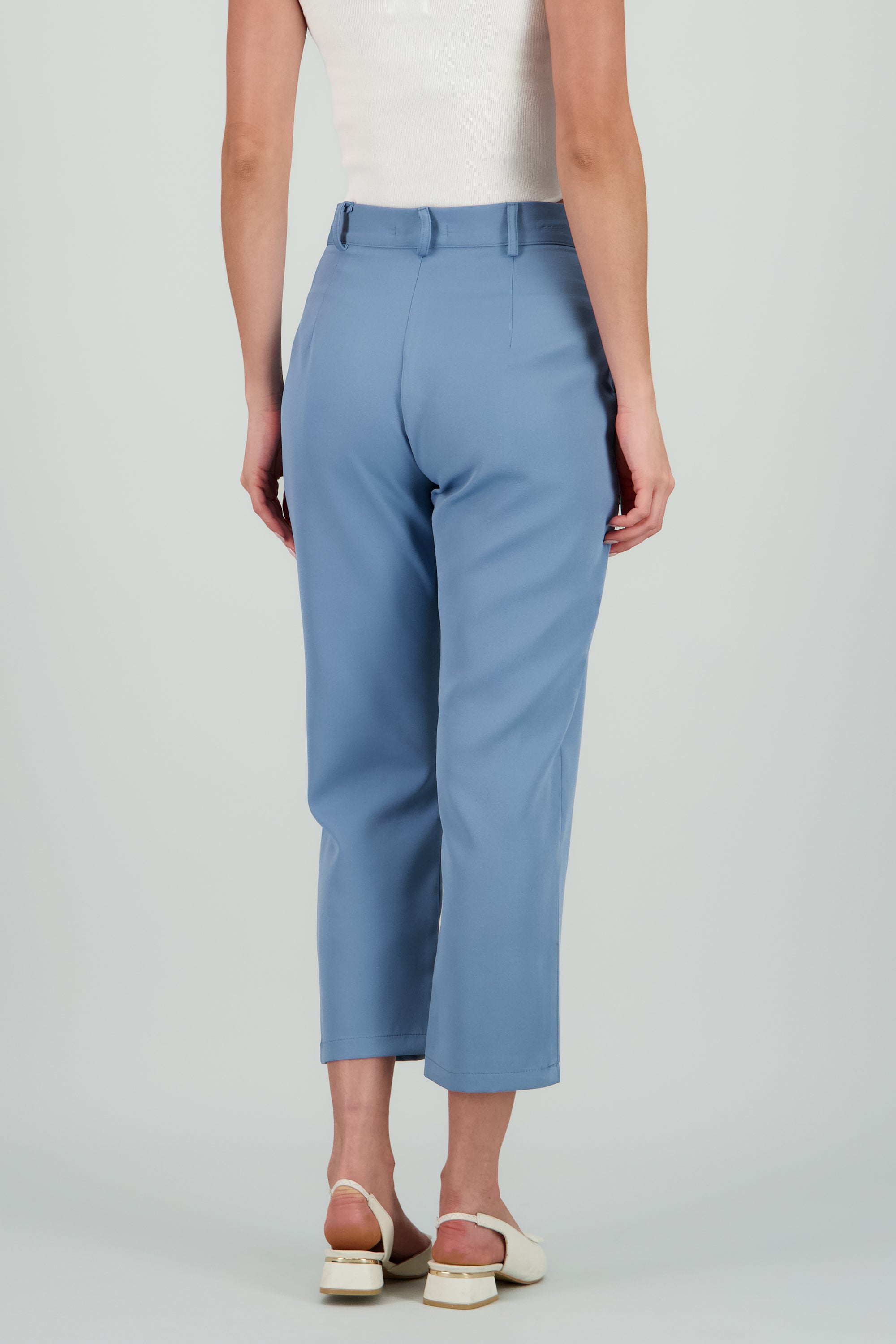 Pantalón Cintura Alta Capri Bolsas AZUL