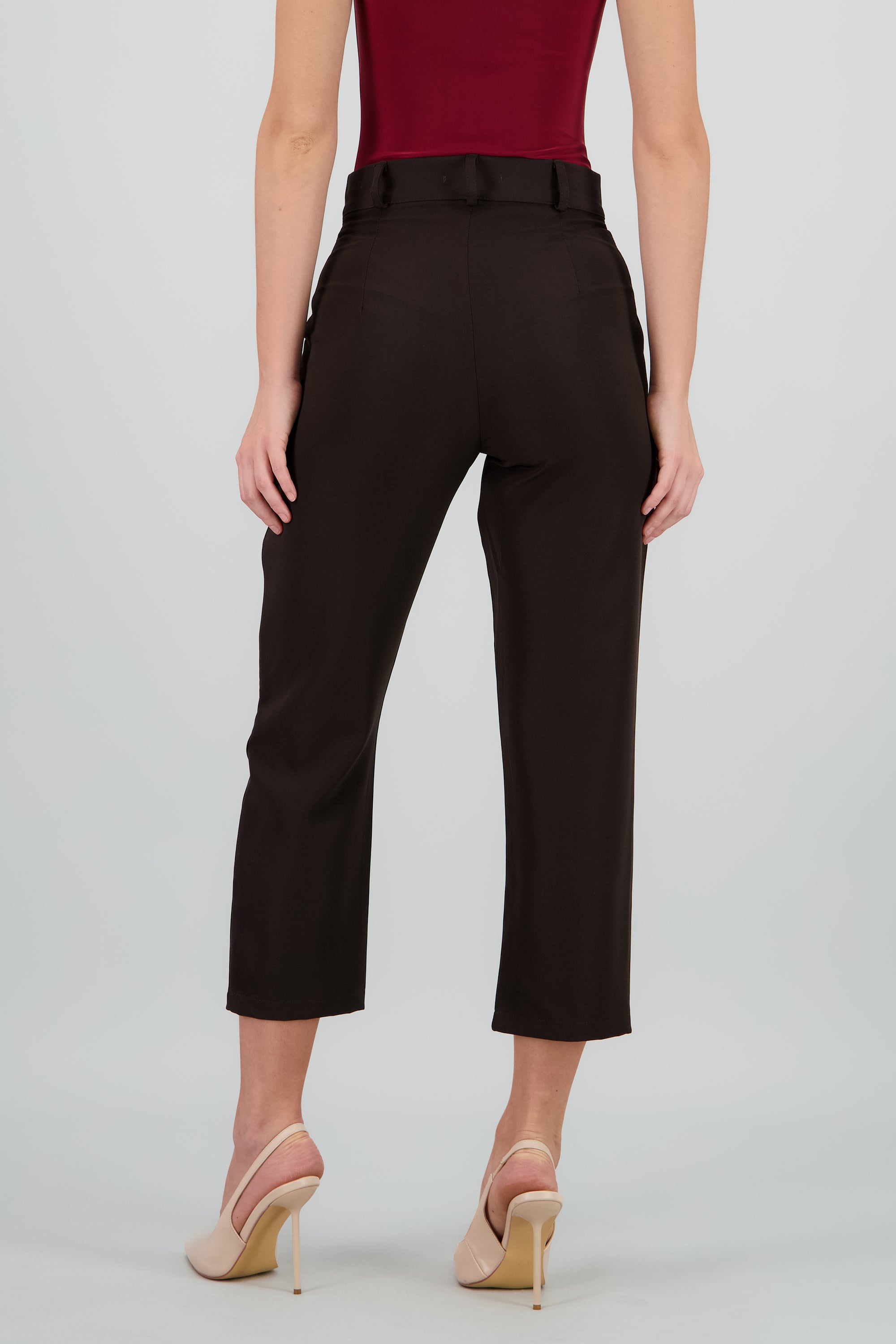 Pantalón Cintura Alta Capri Bolsas CHOCOLATE