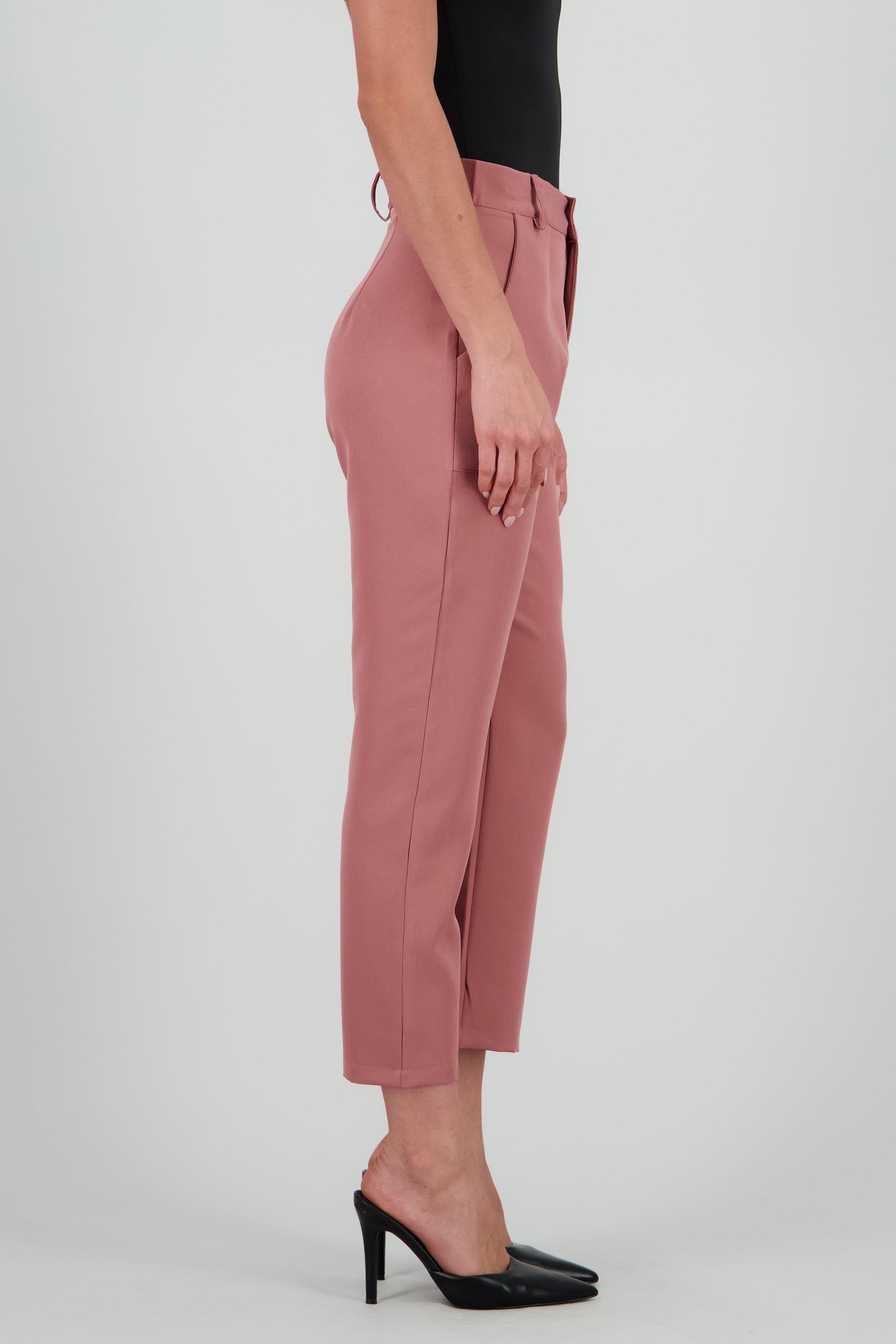 Pantalón Cintura Alta Capri Bolsas MARSALA