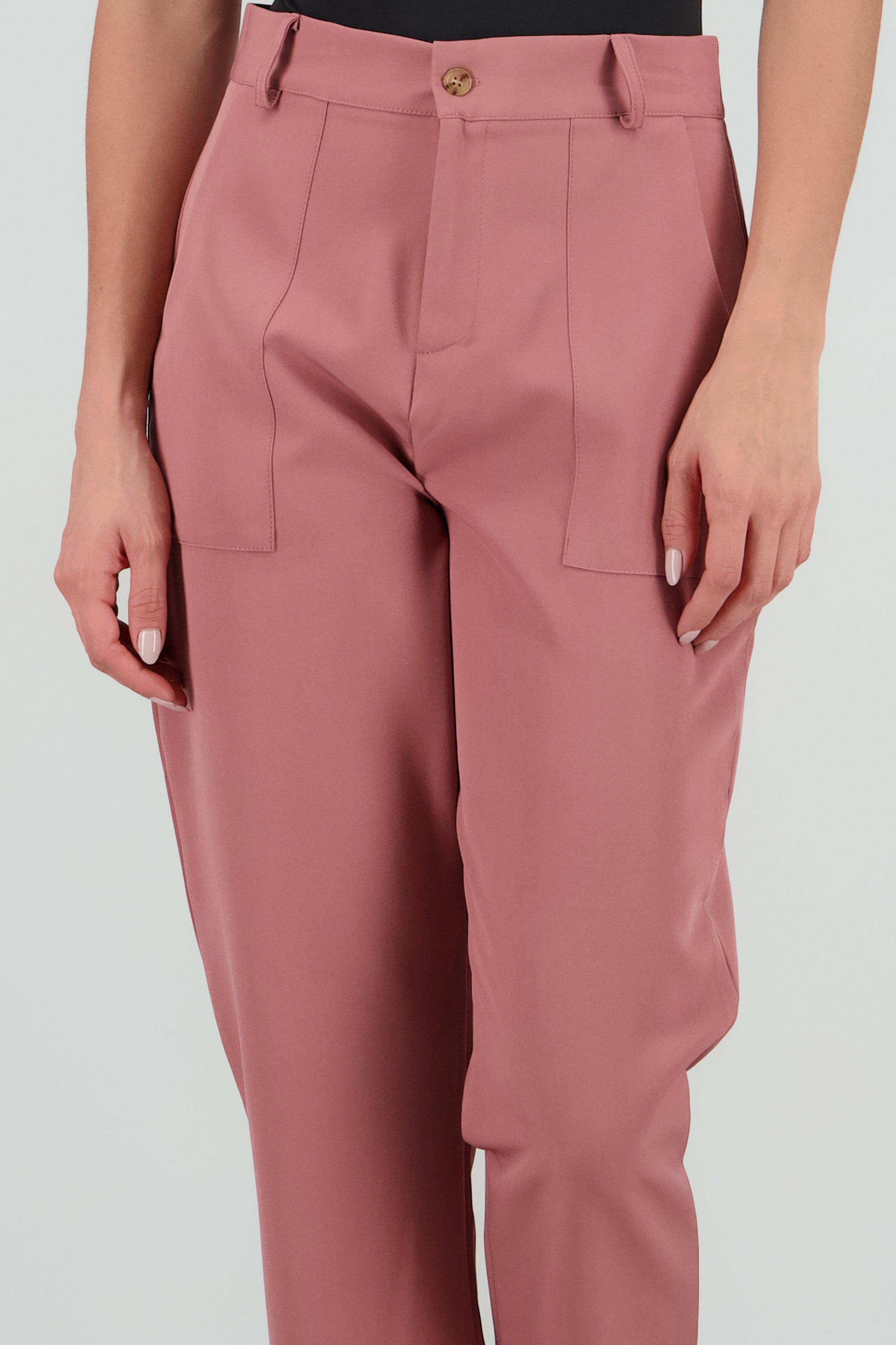 Pantalón Cintura Alta Capri Bolsas MARSALA