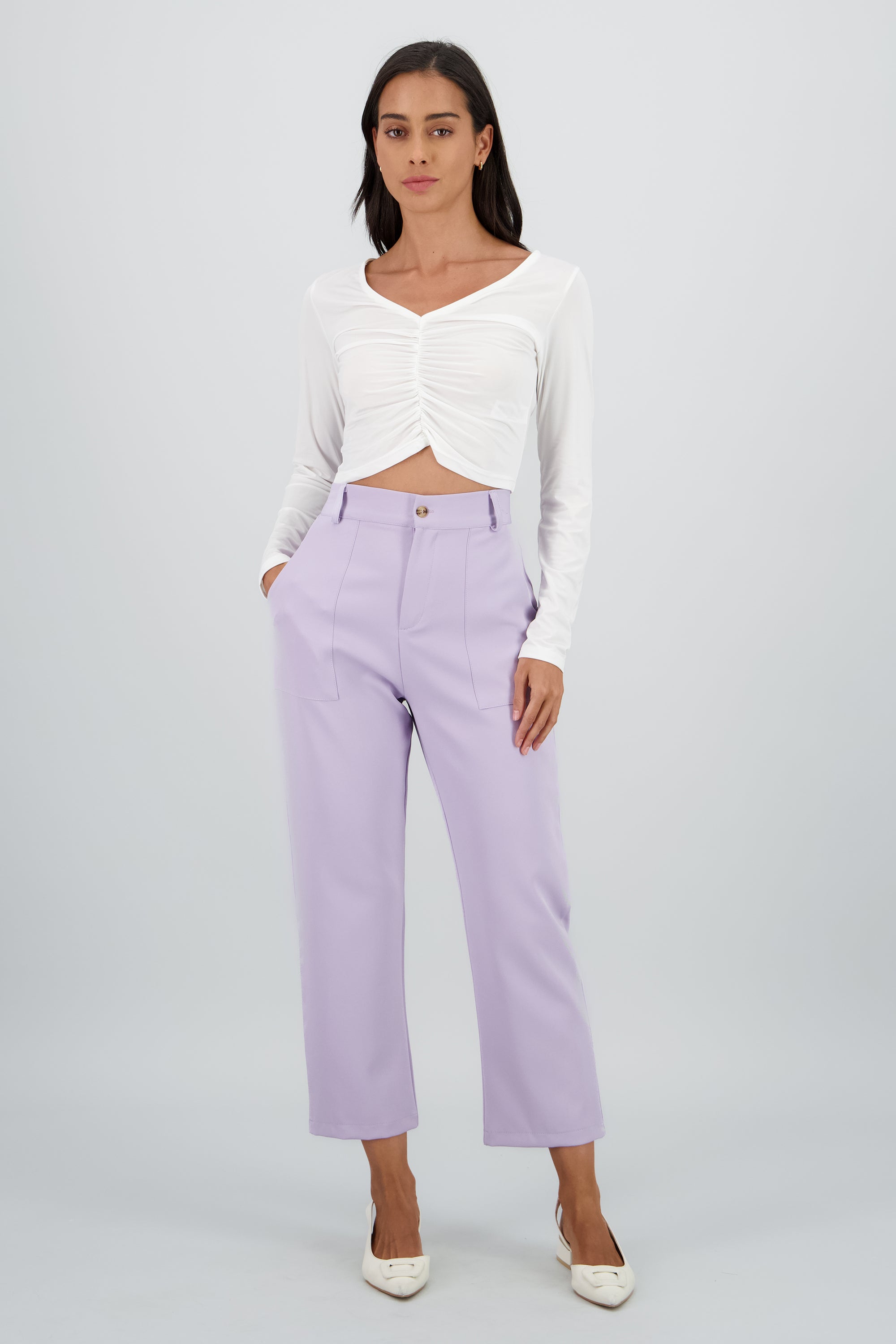 Pantalón Cintura Alta Capri Bolsas LAVANDA