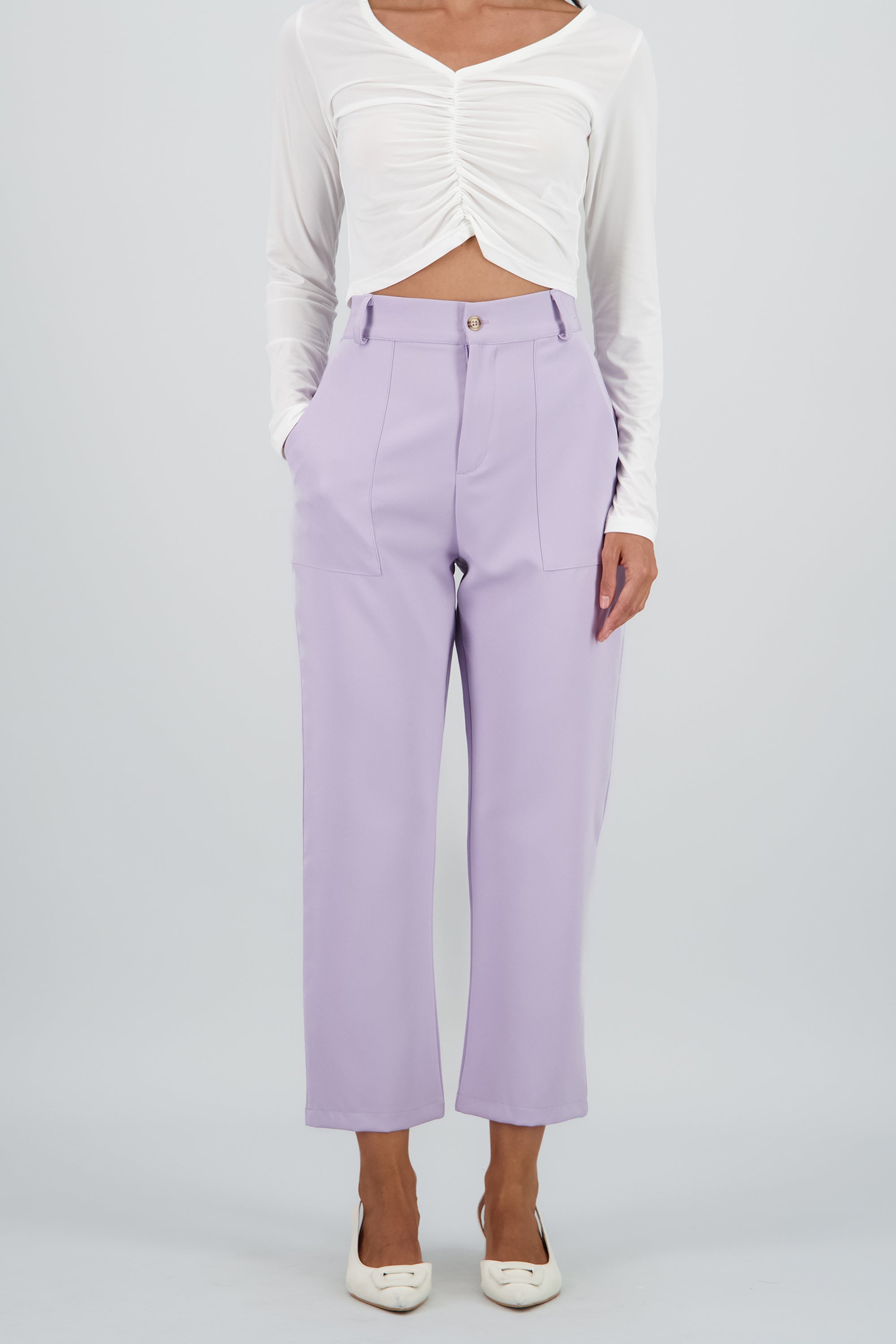 Pantalón Cintura Alta Capri Bolsas LAVANDA