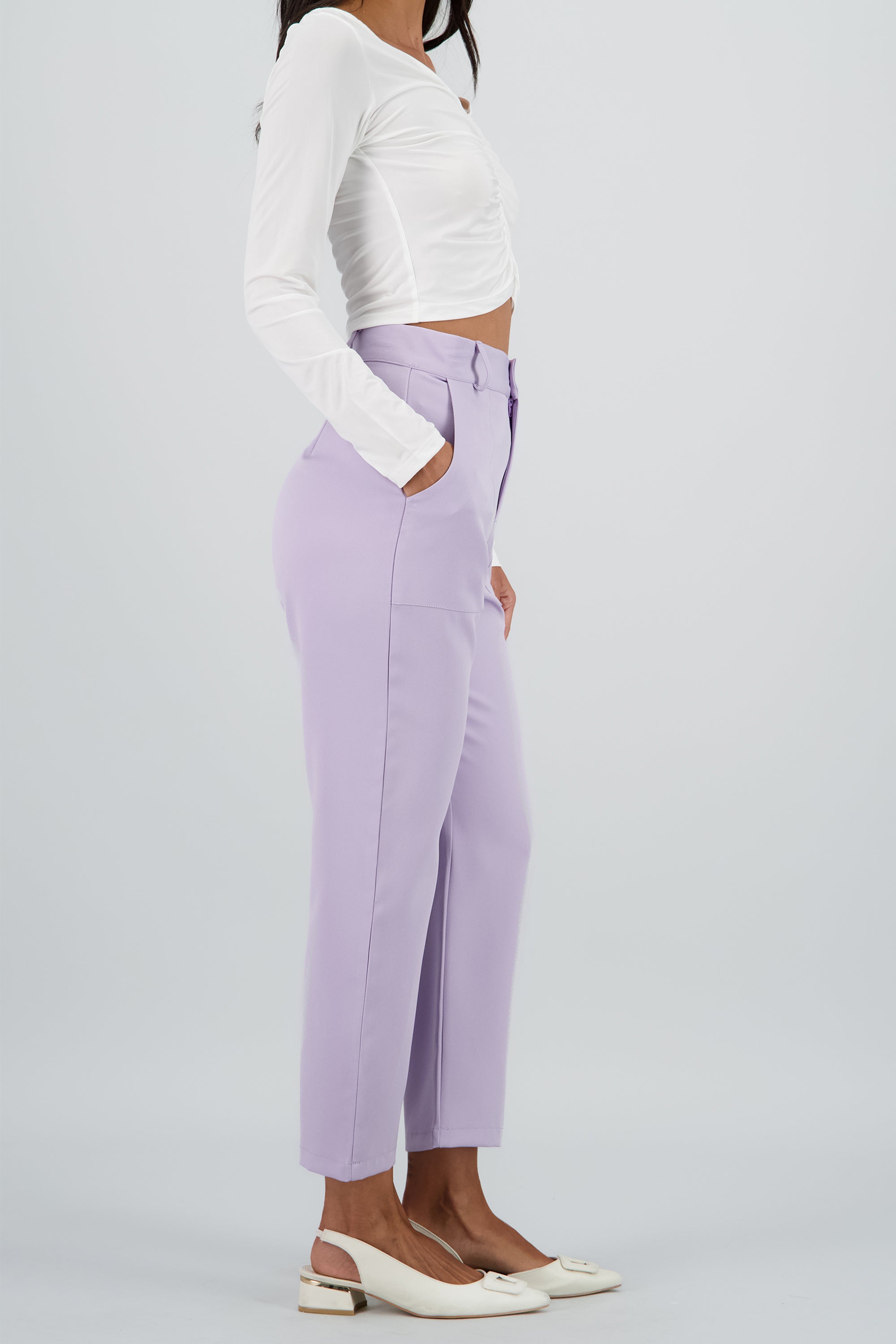 Pantalón Cintura Alta Capri Bolsas LAVANDA