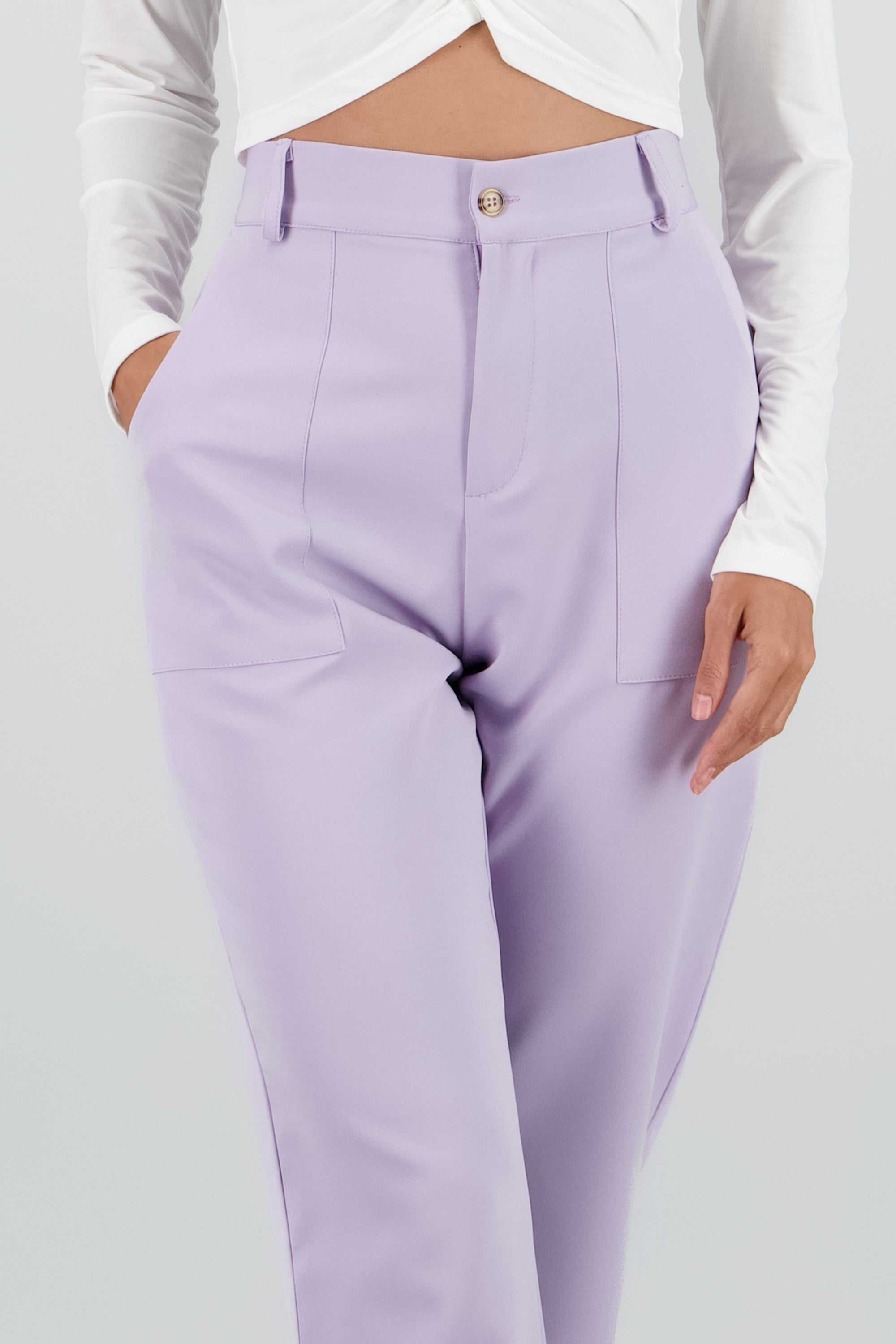 Pantalón Cintura Alta Capri Bolsas LAVANDA