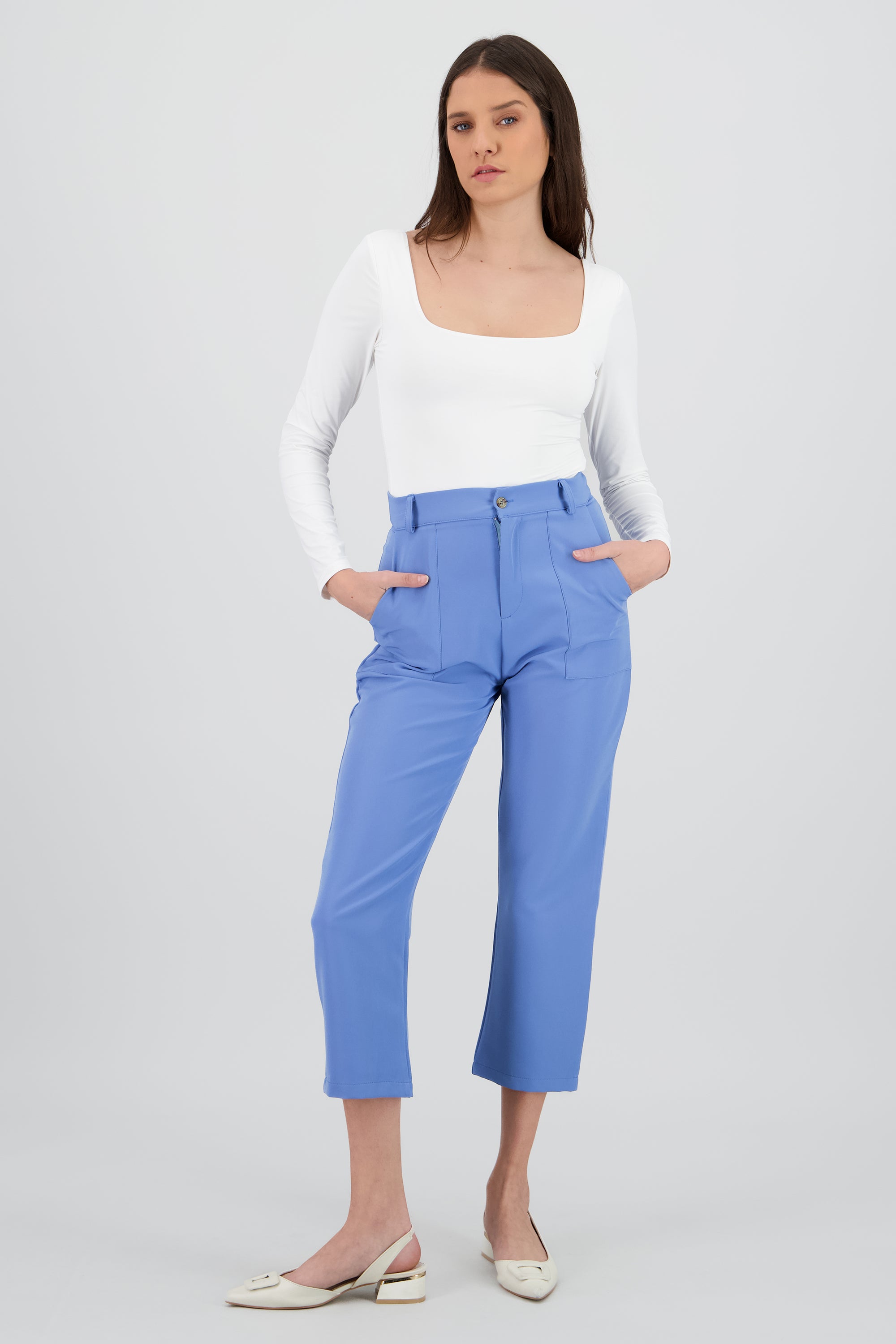 Pantalón Cintura Alta Capri Bolsas INDIGO