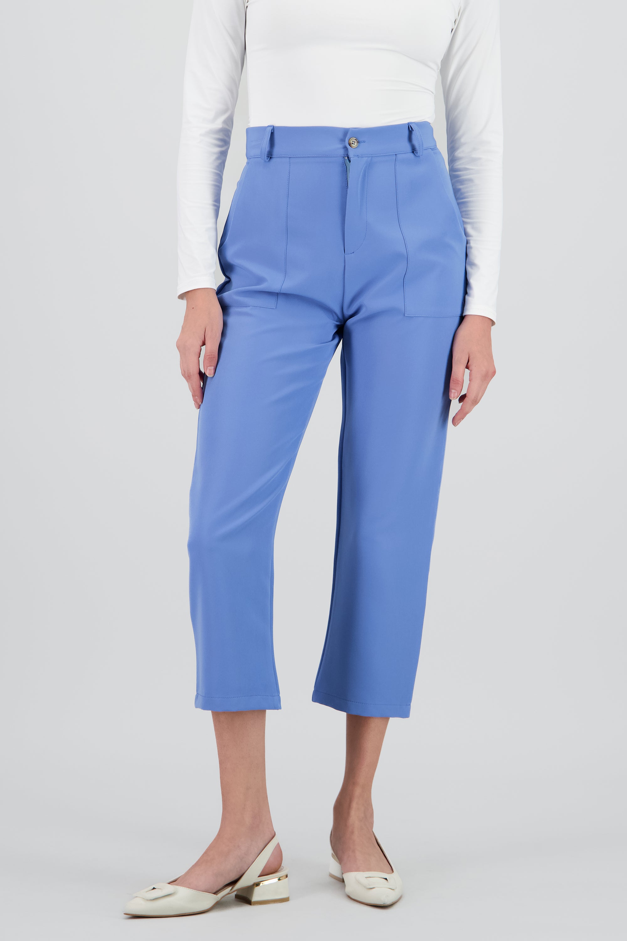 Pantalón Cintura Alta Capri Bolsas INDIGO