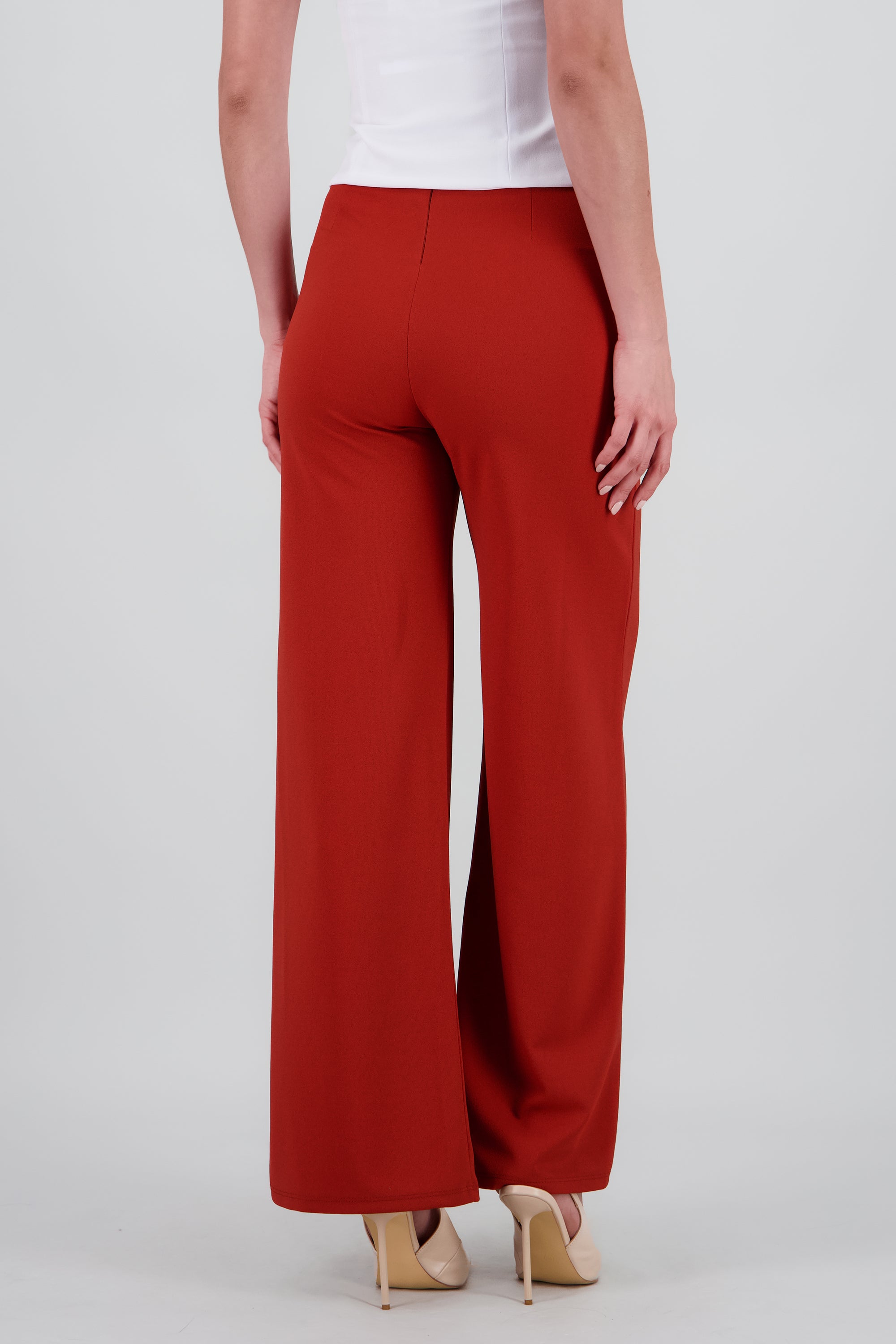 Pantalón Wide Leg Cintura Alta Costuras COBRE