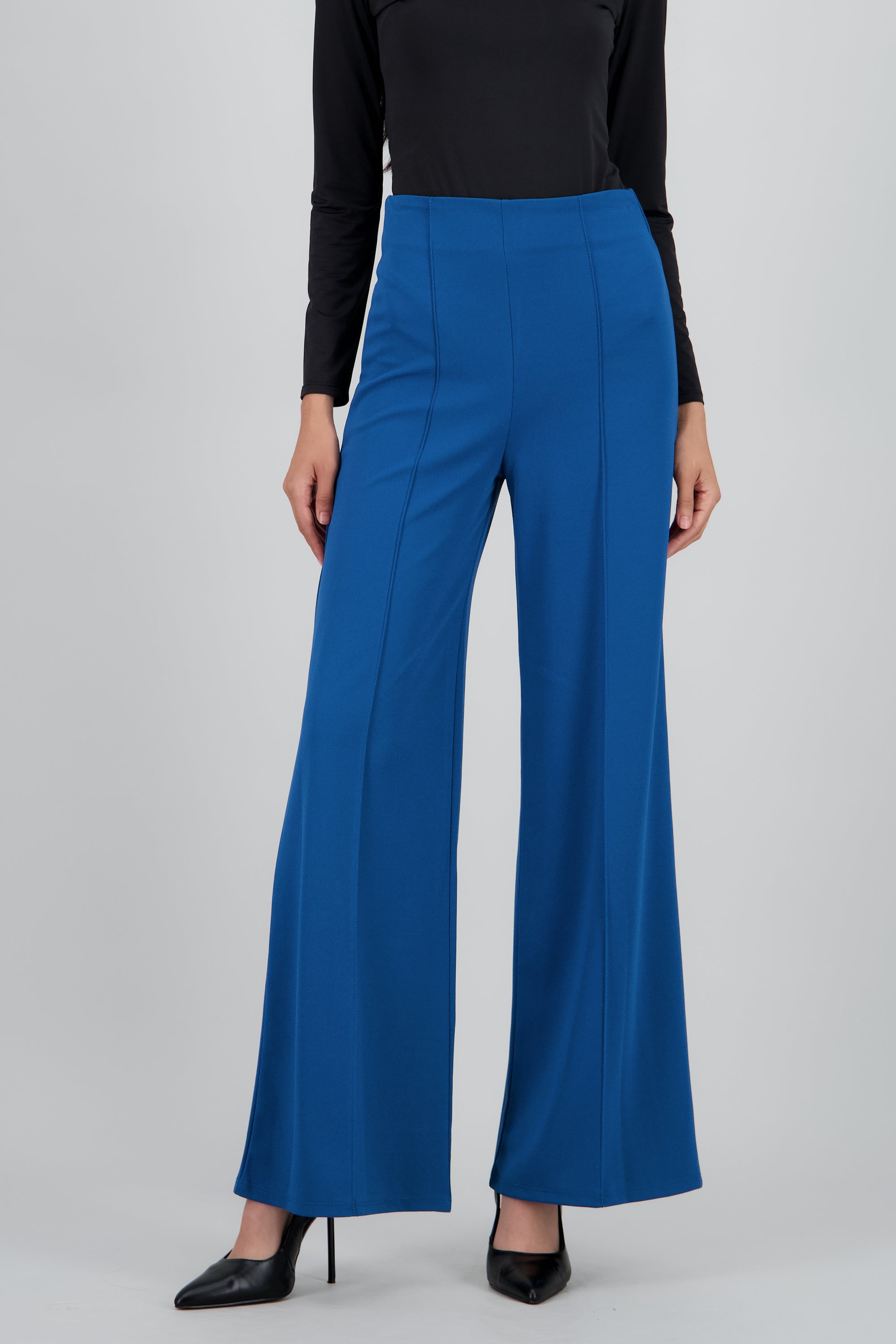 Pantalón Wide Leg Cintura Alta Costuras PETROLEO