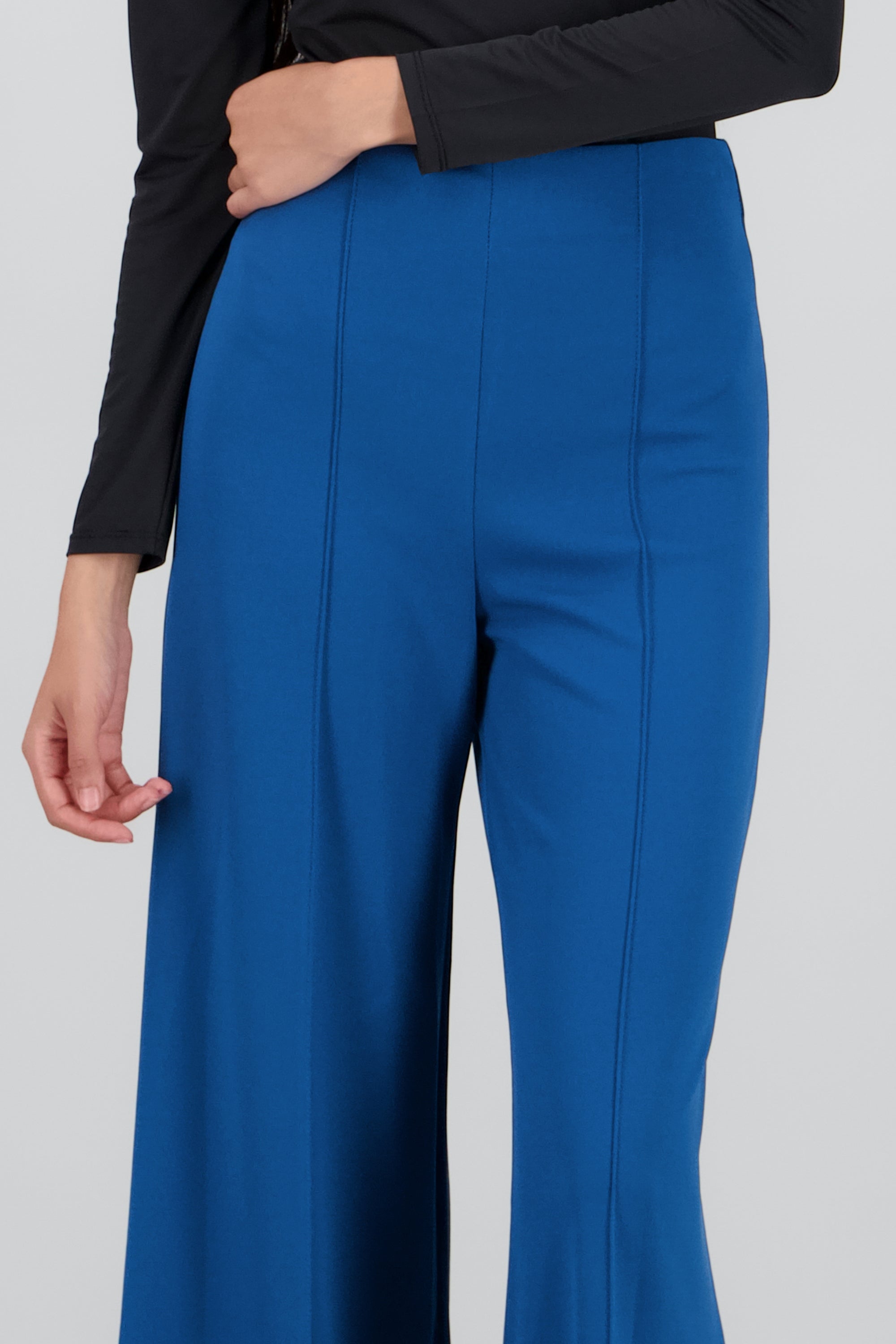 Pantalón Wide Leg Cintura Alta Costuras PETROLEO