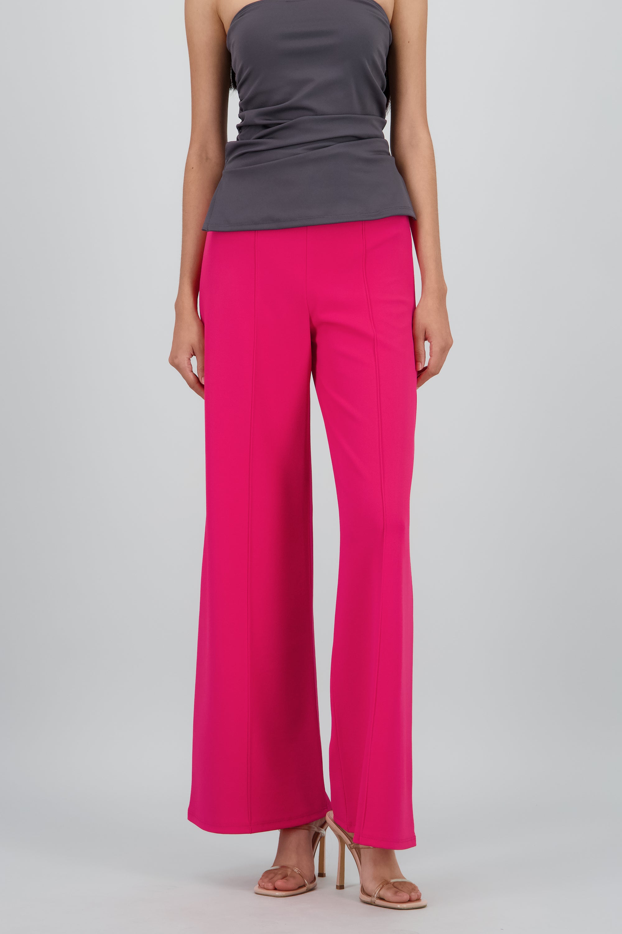 Pantalón Wide Leg Cintura Alta Costuras MAGENTA