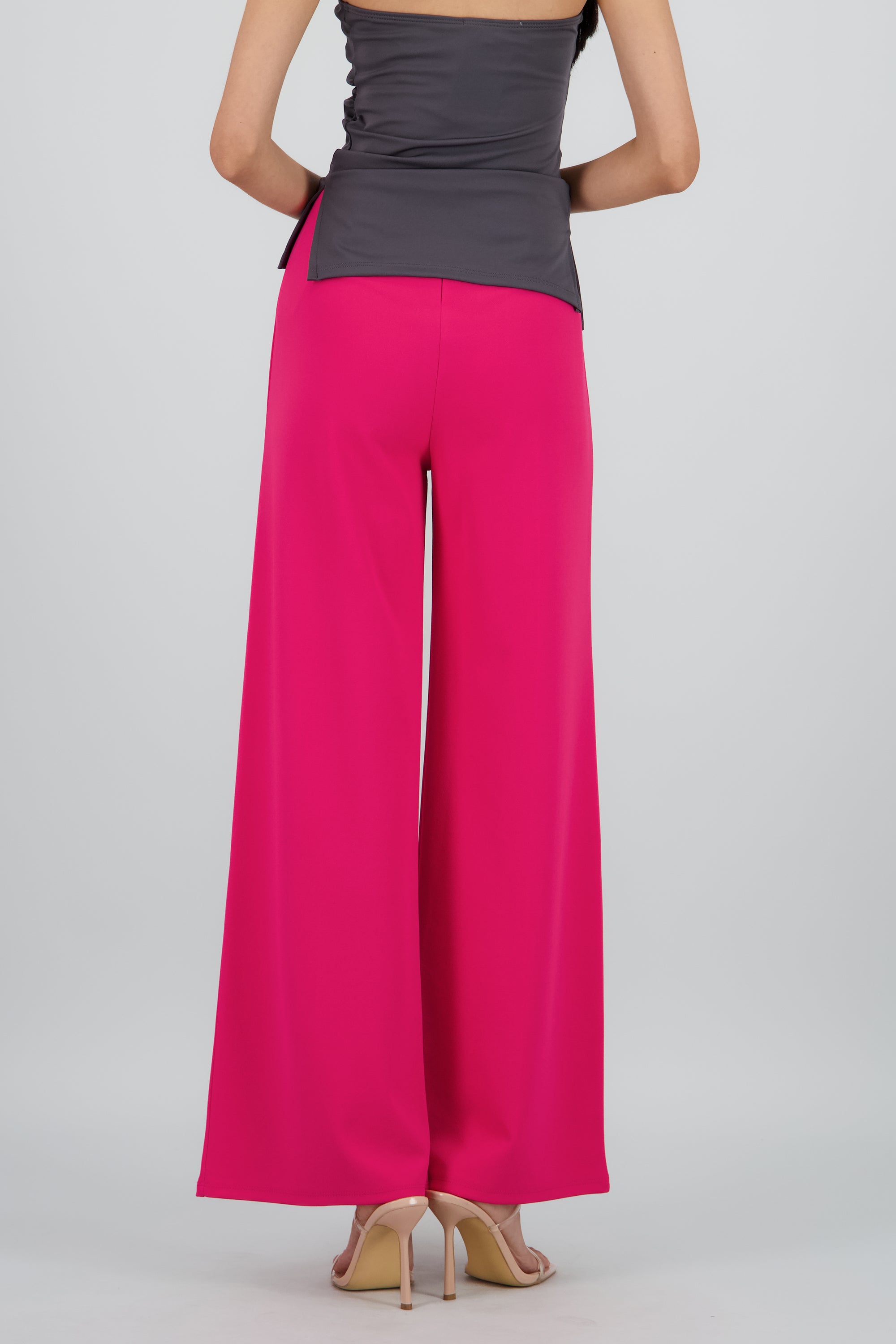 Pantalón Wide Leg Cintura Alta Costuras MAGENTA