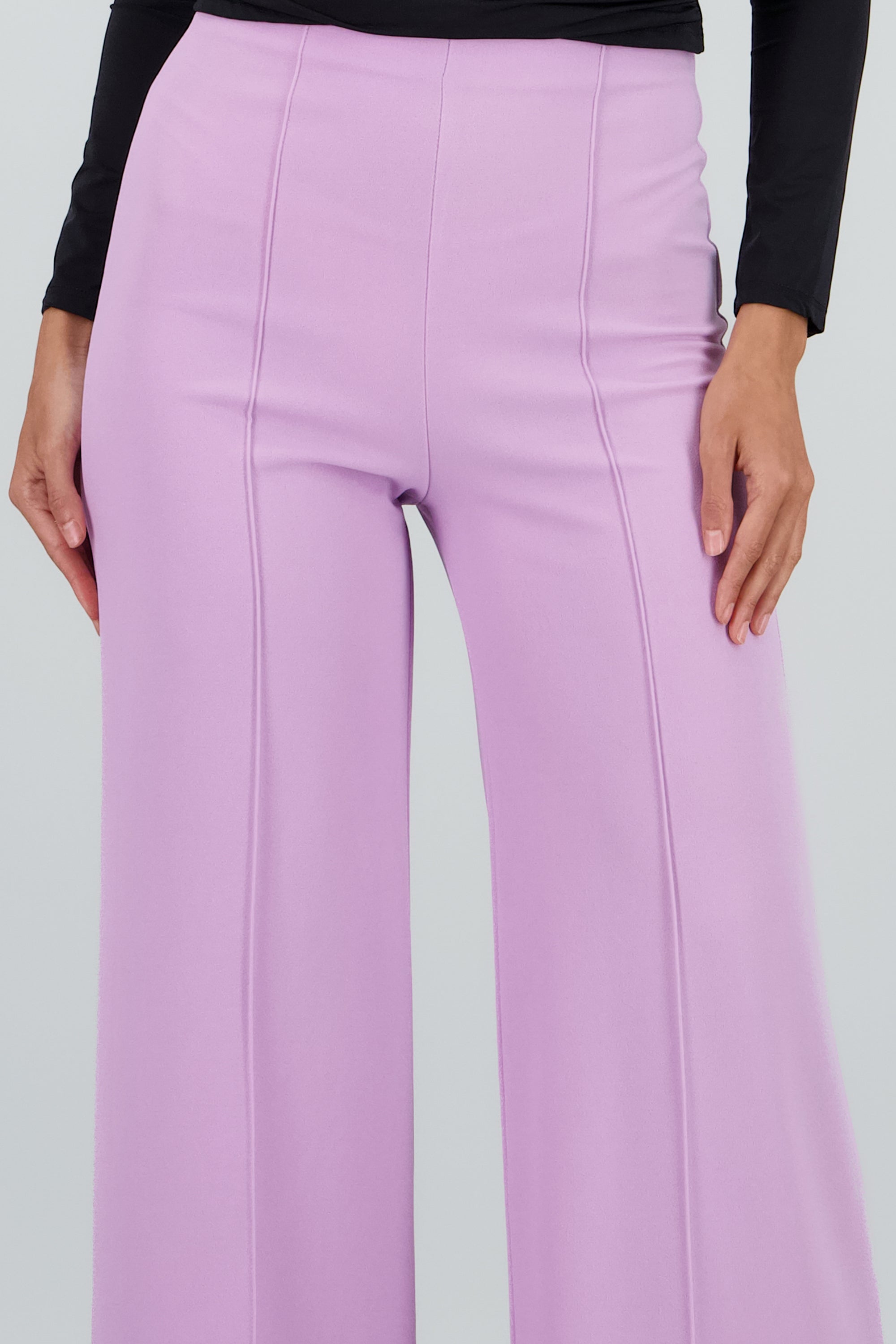 Pantalón Wide Leg Cintura Alta Costuras LAVANDA
