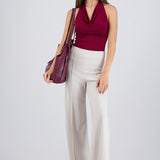 Pantalón Wide Leg Cintura Alta Costuras