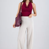 Pantalón Wide Leg Cintura Alta Costuras