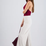 Pantalón Wide Leg Cintura Alta Costuras