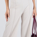 Pantalón Wide Leg Cintura Alta Costuras