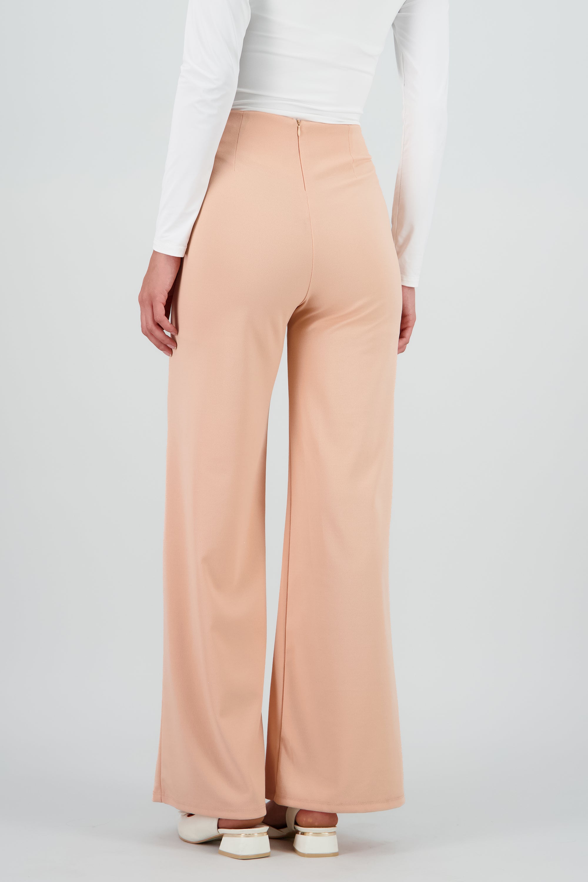 Pantalón Wide Leg Cintura Alta Costuras MANDARINA