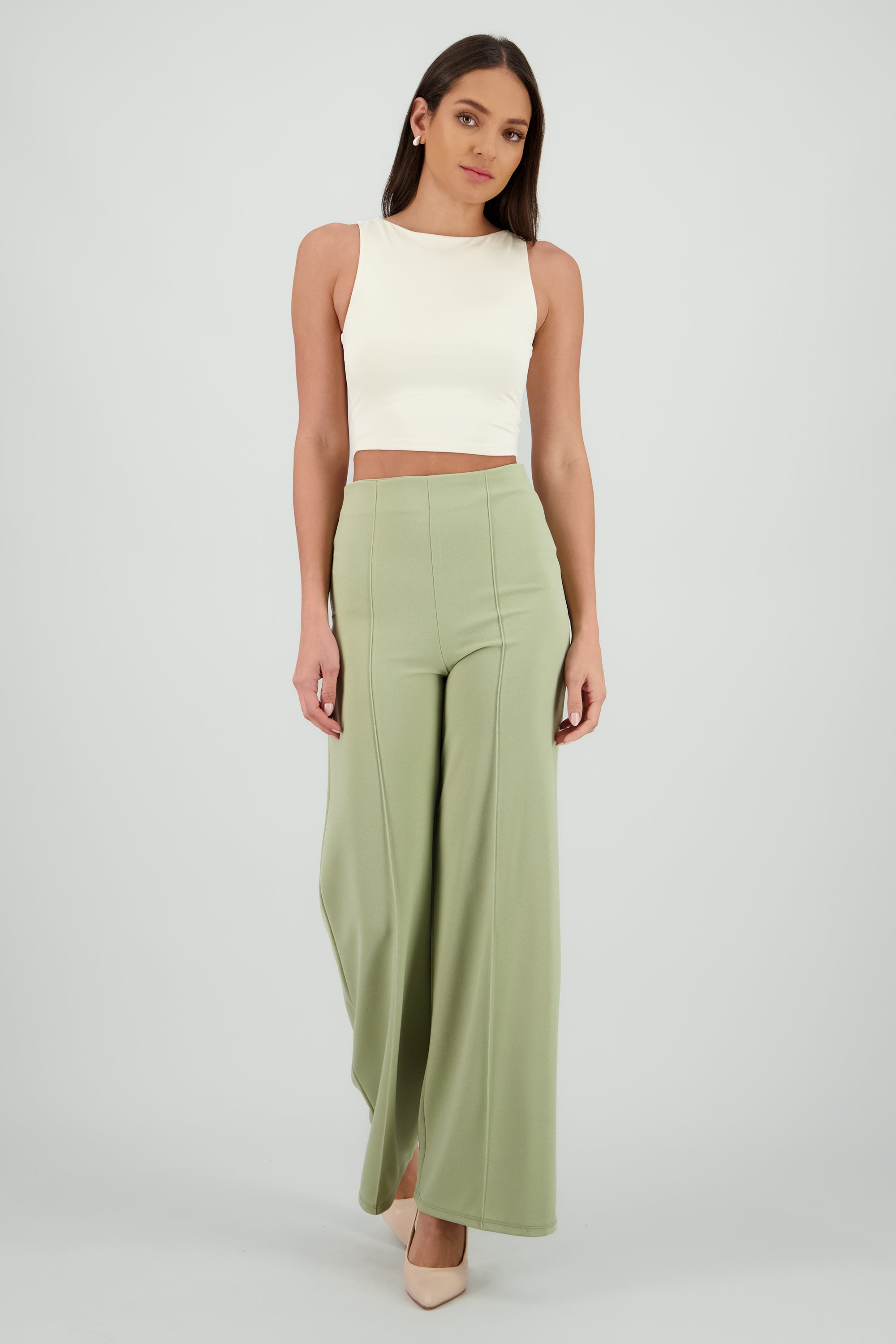 Pantalón Wide Leg Cintura Alta Costuras SAGE