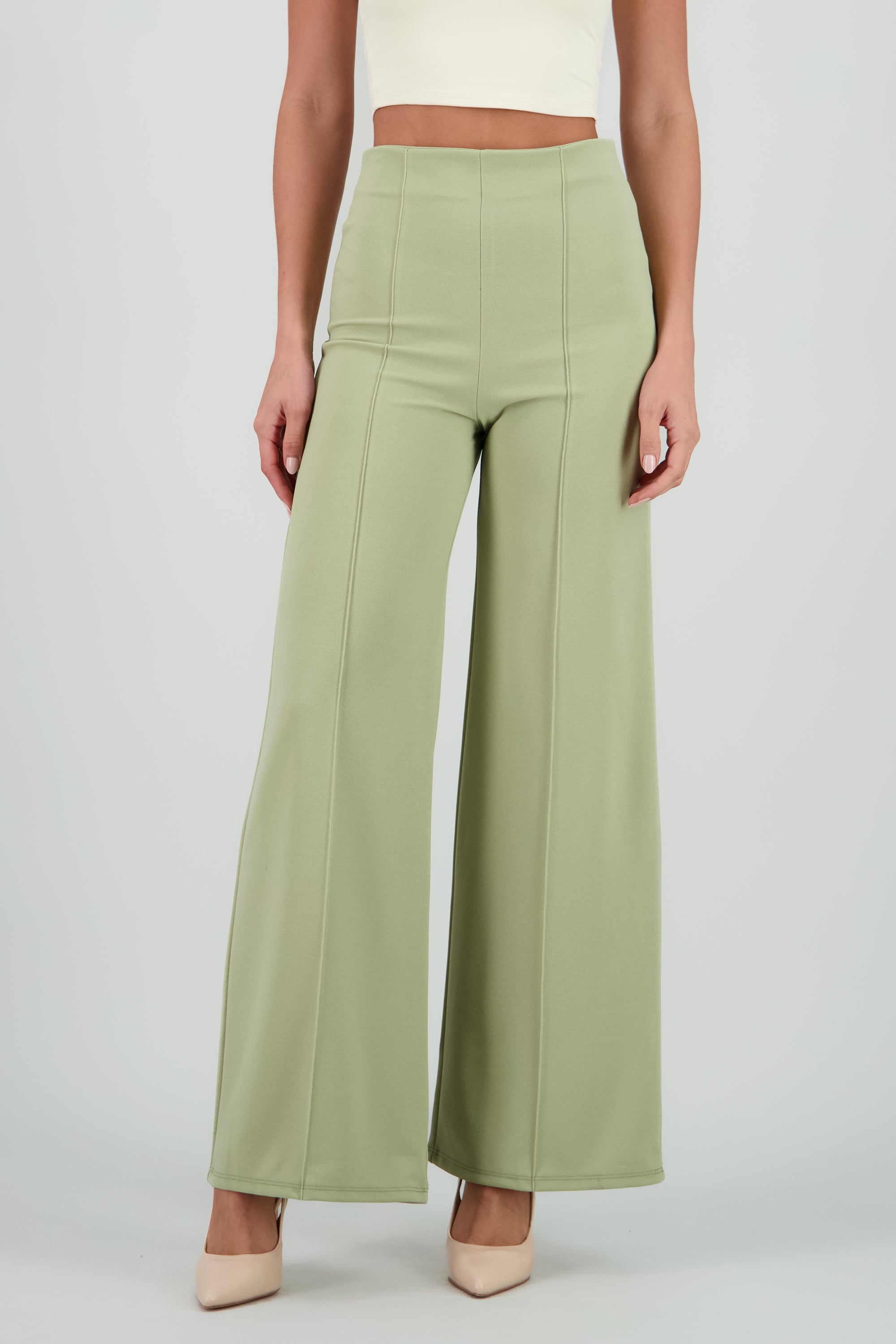 Pantalón Wide Leg Cintura Alta Costuras SAGE