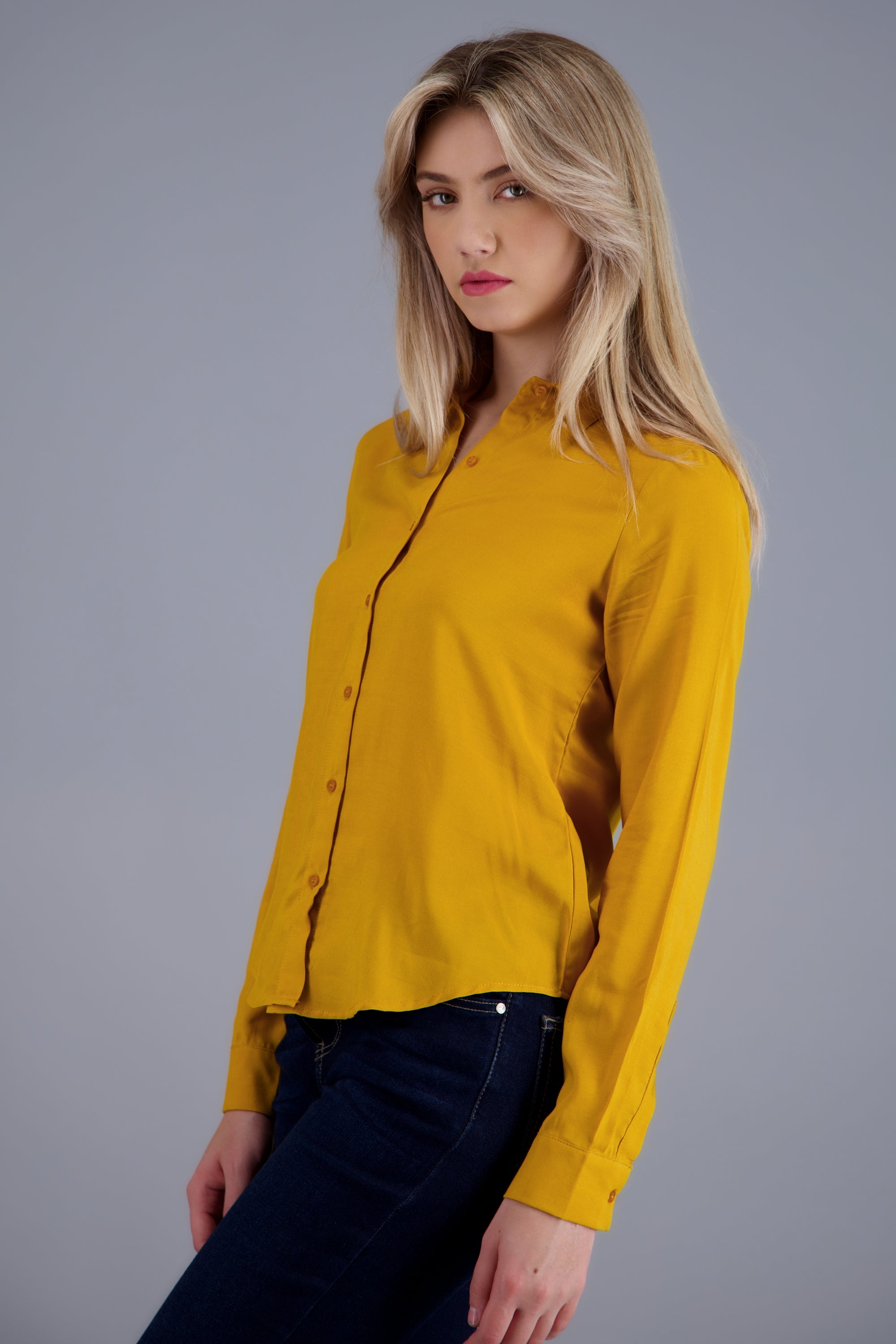 Camisa Manga Larga Lisa MOSTAZA