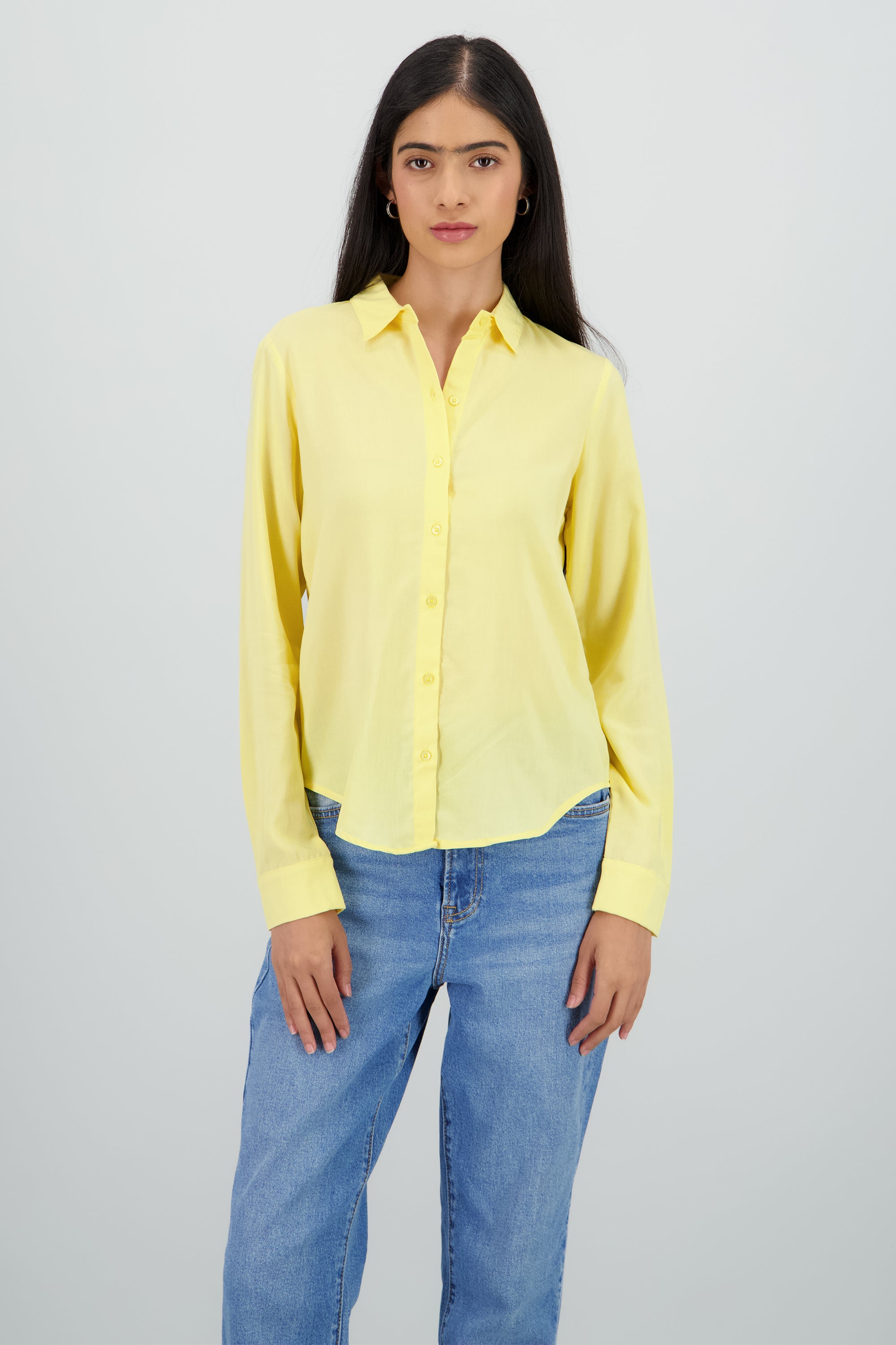 Camisa Manga Larga Lisa AMARILLO PASTEL