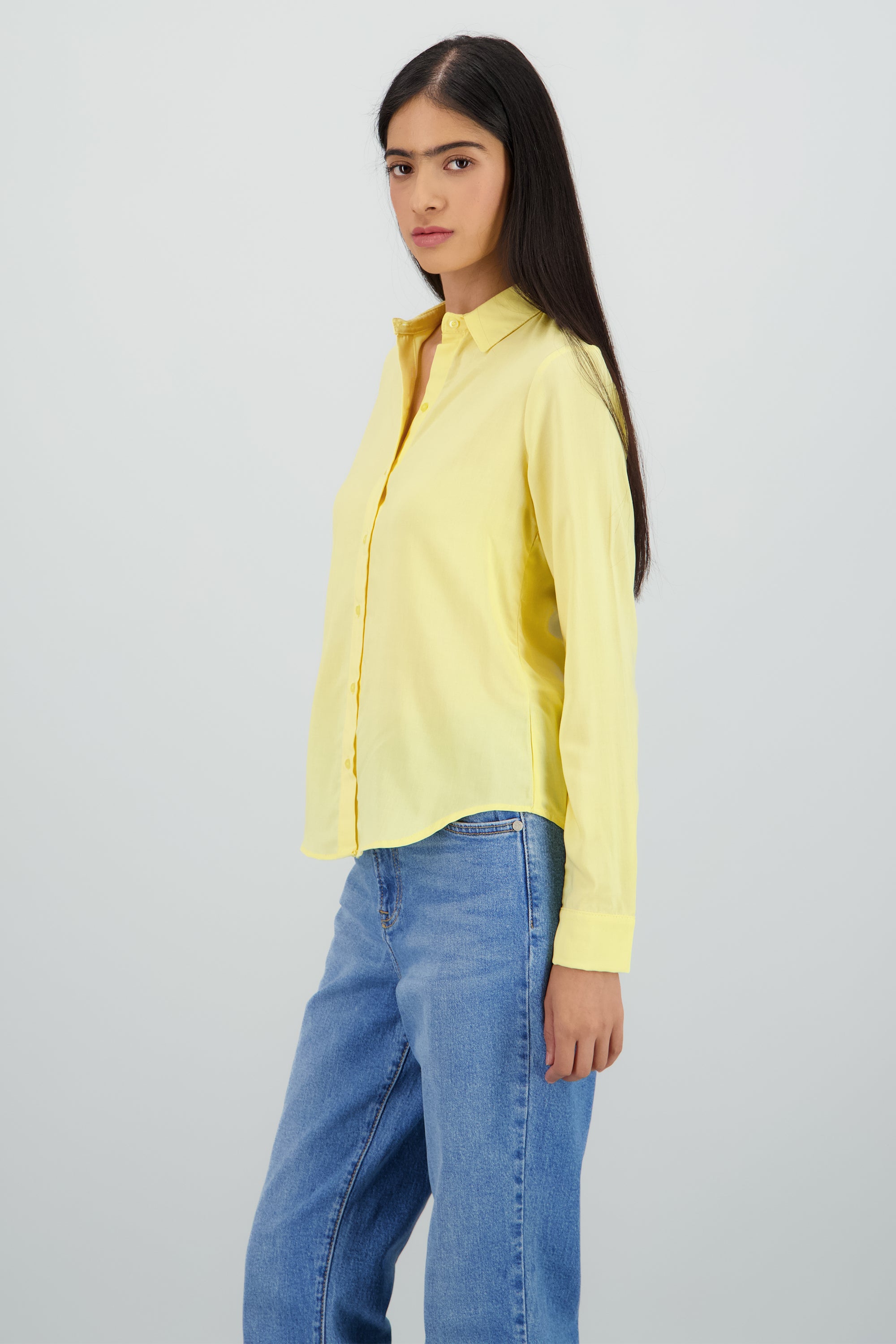 Camisa Manga Larga Lisa AMARILLO PASTEL