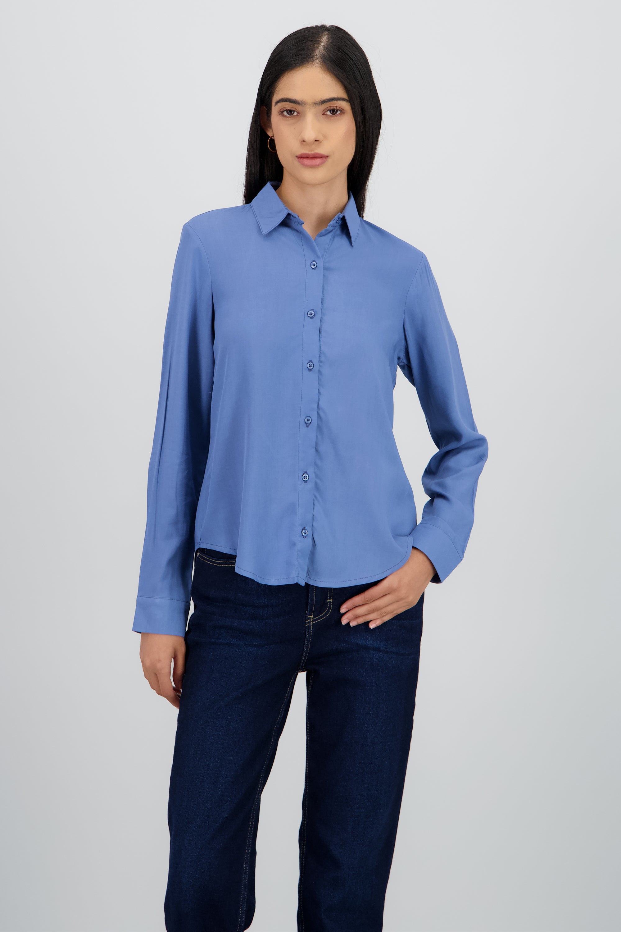 Camisa Manga Larga Lisa AZUL
