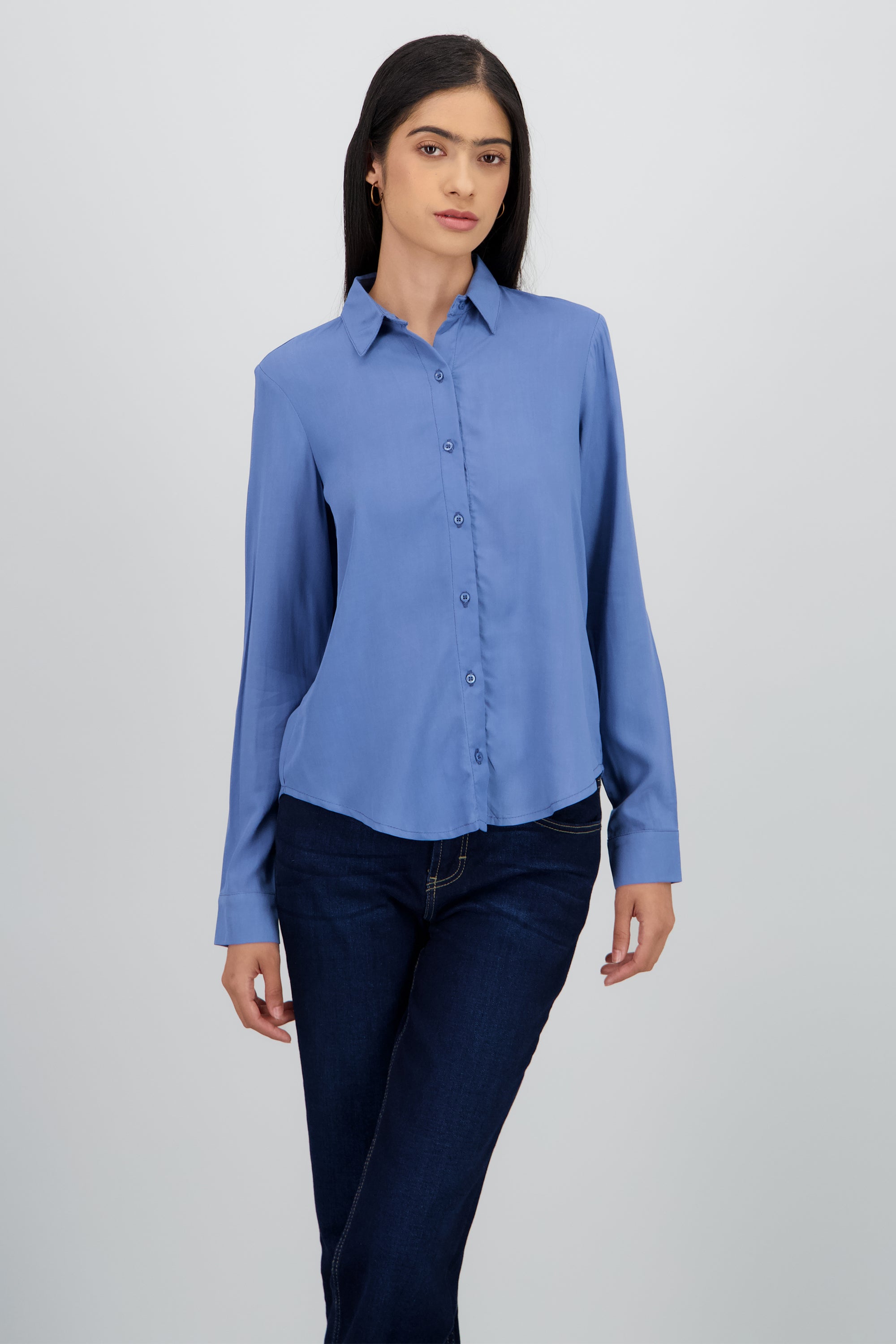 Camisa Manga Larga Lisa AZUL