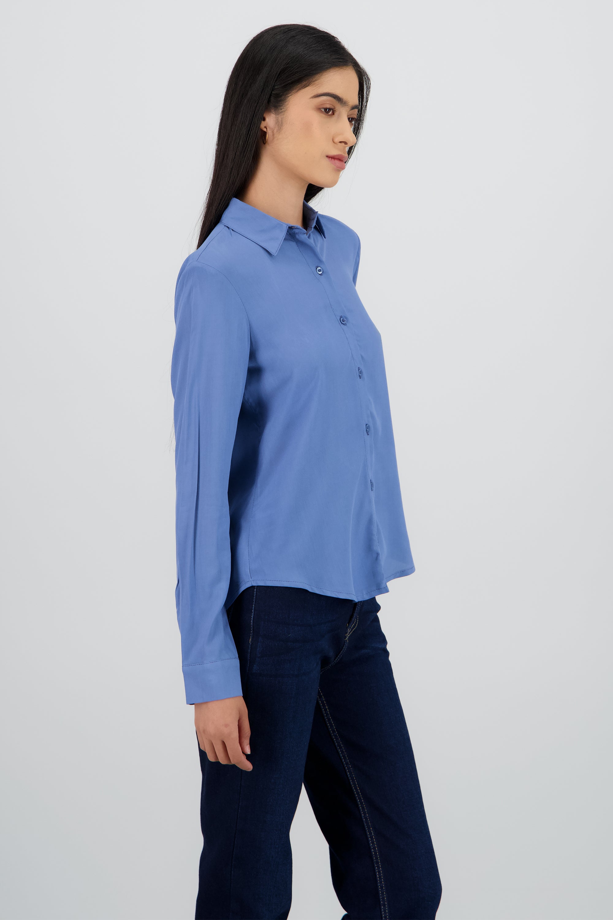 Camisa Manga Larga Lisa AZUL