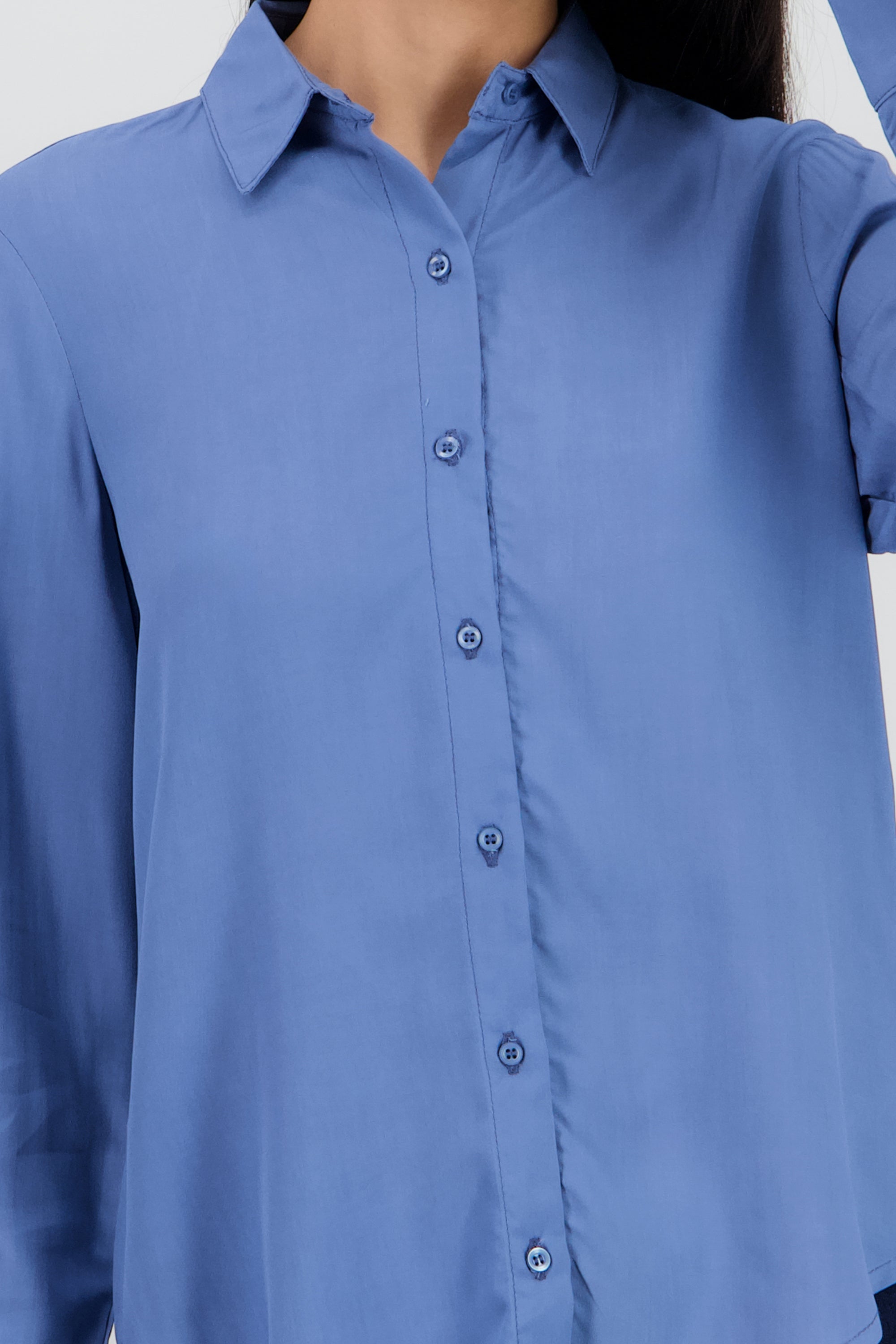 Camisa Manga Larga Lisa AZUL