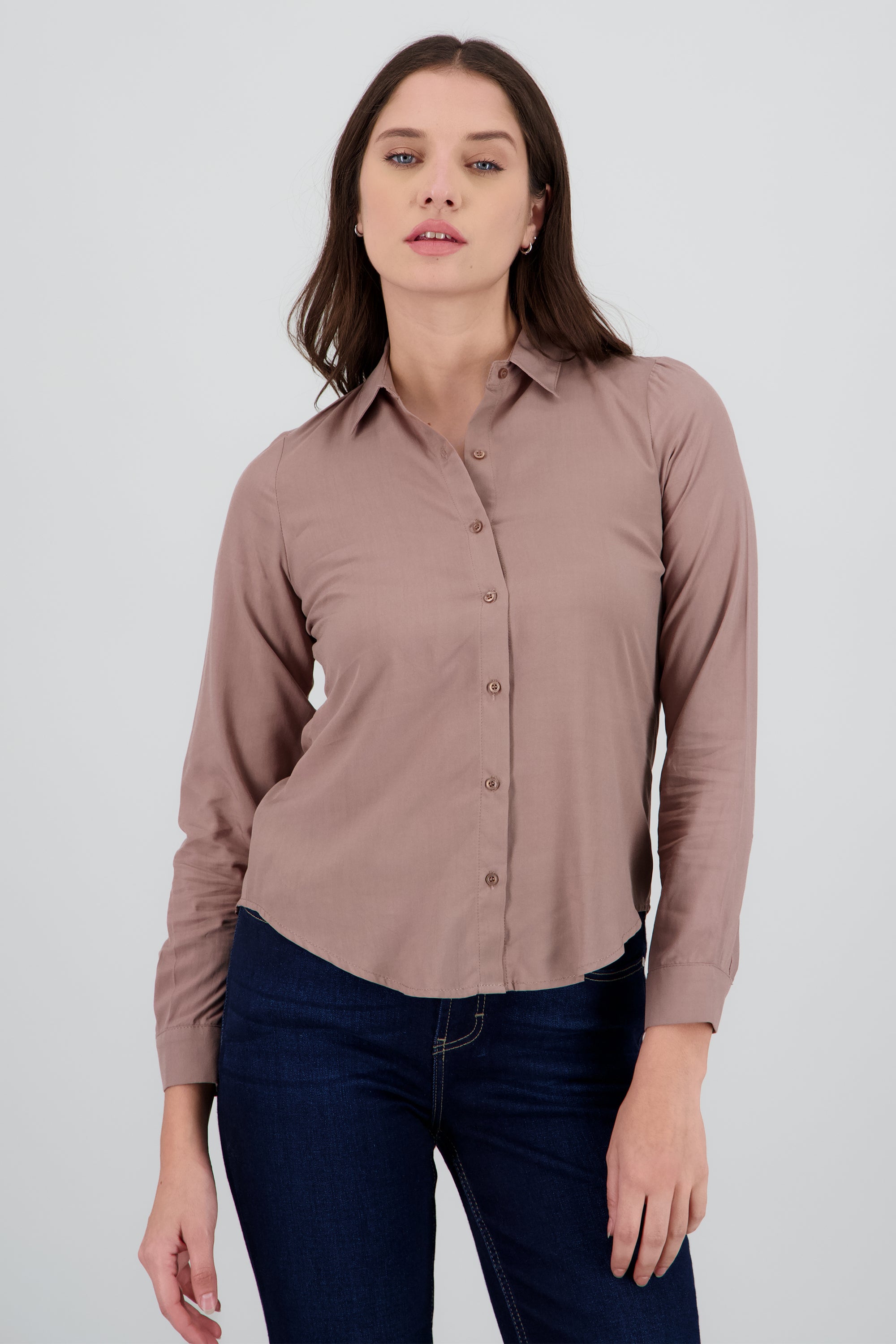 Camisa Manga Larga Lisa KHAKI