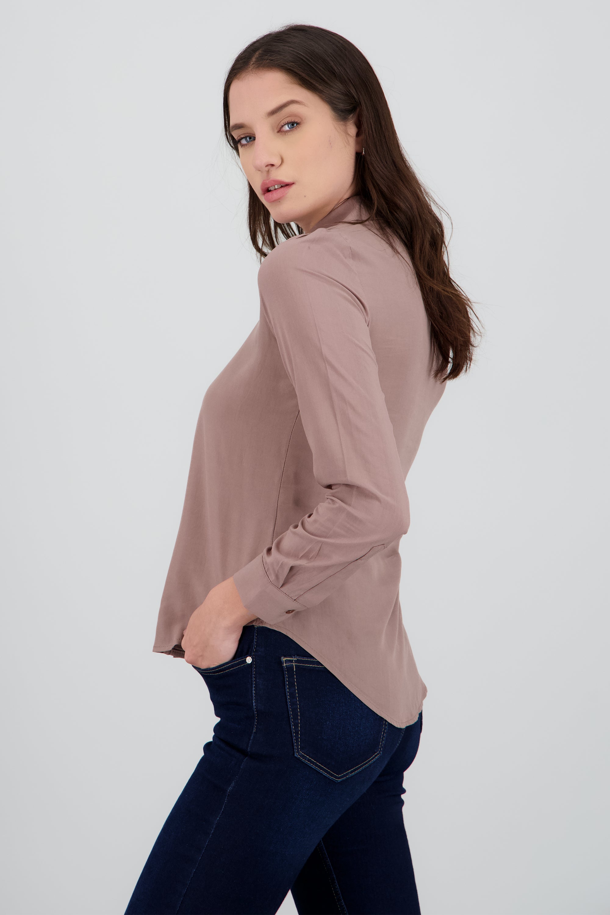 Camisa Manga Larga Lisa KHAKI