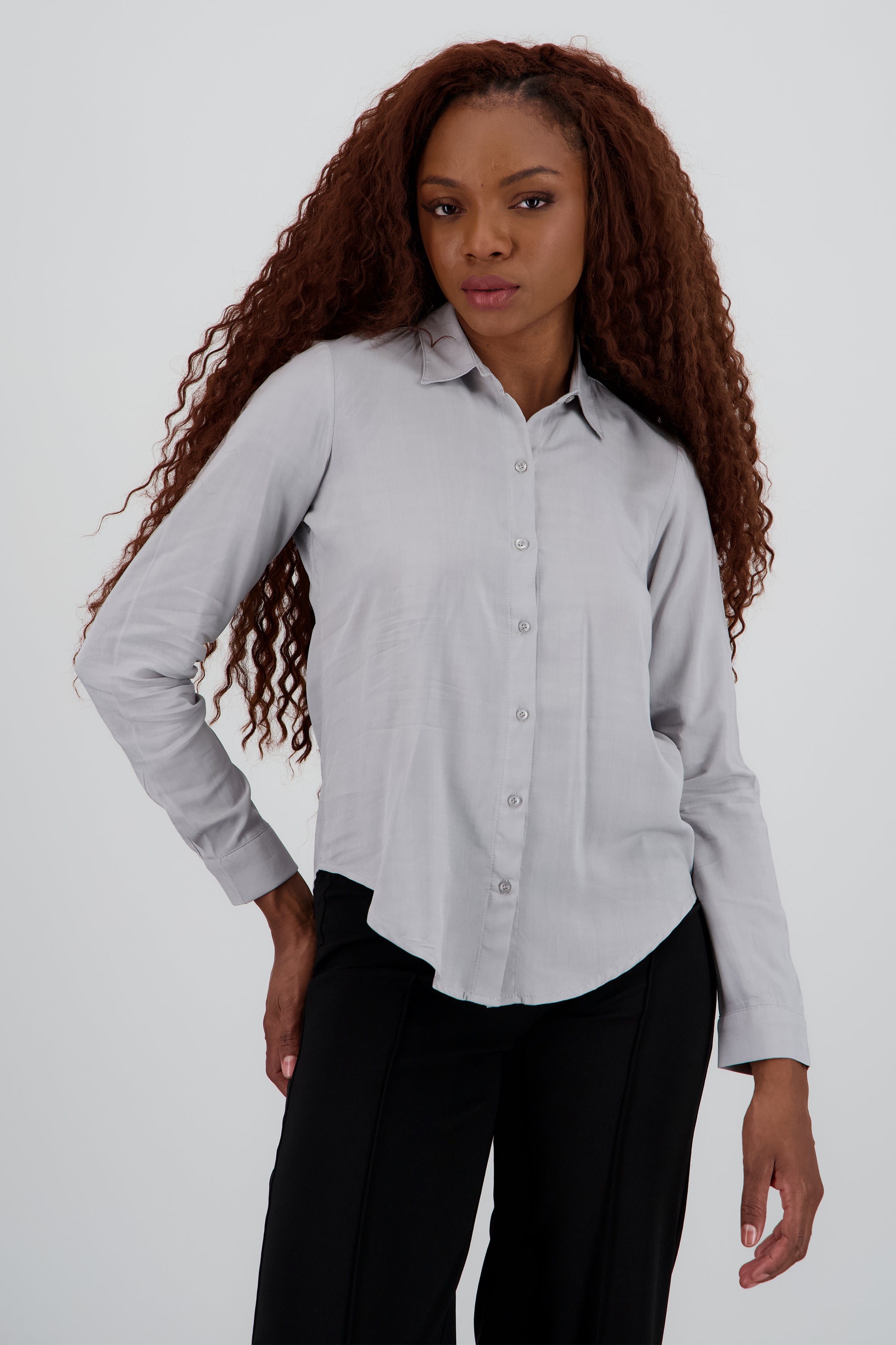 Camisa Manga Larga Lisa GRIS