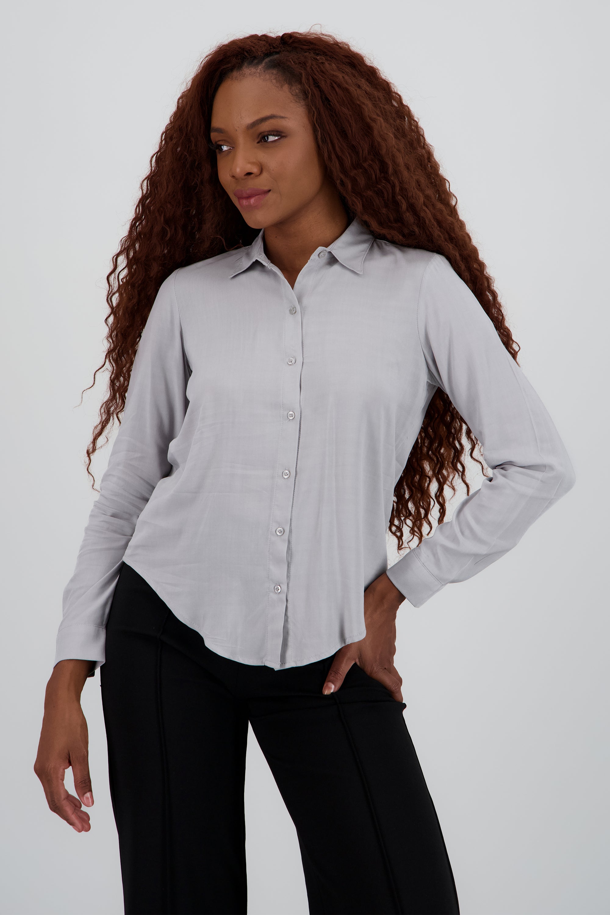 Camisa Manga Larga Lisa GRIS
