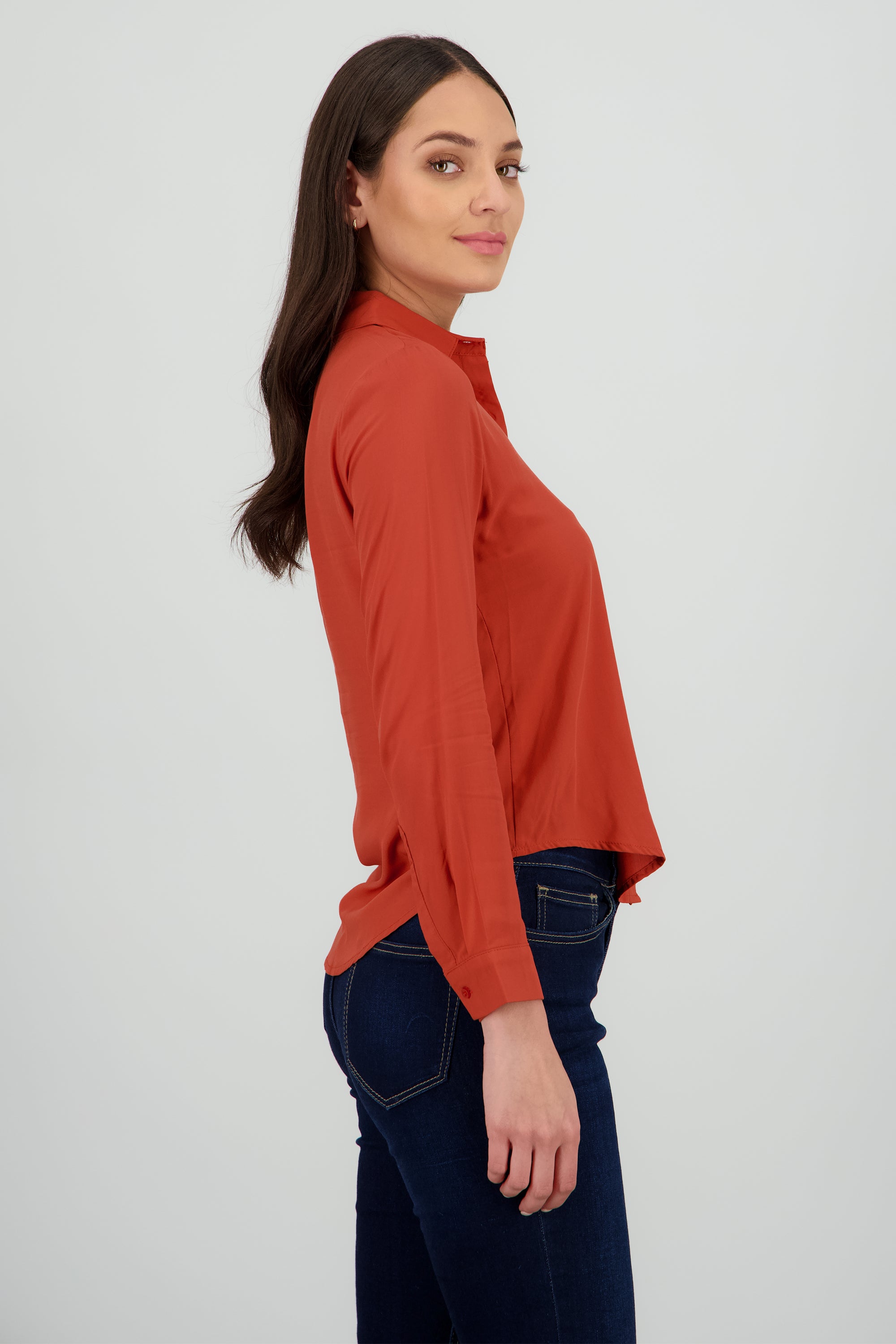 Camisa Manga Larga Lisa LADRILLO