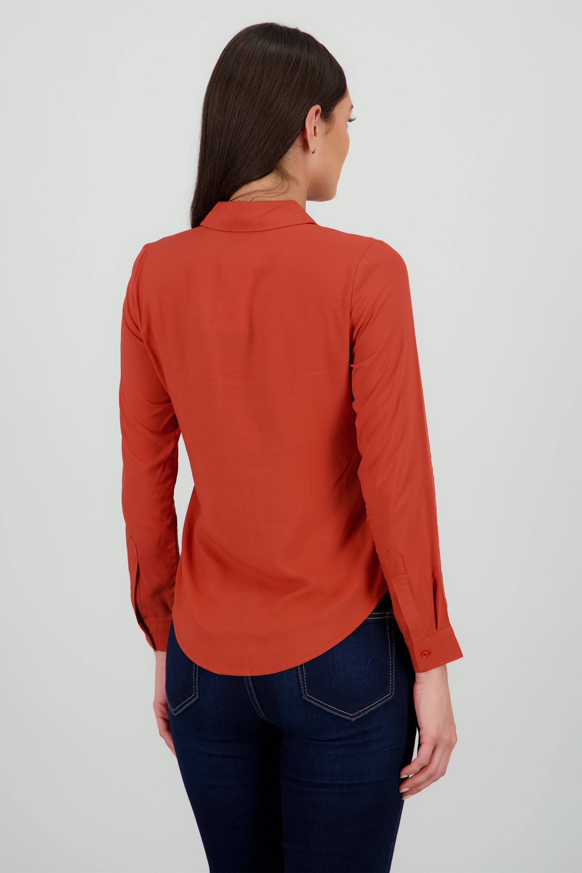 Camisa Manga Larga Lisa LADRILLO