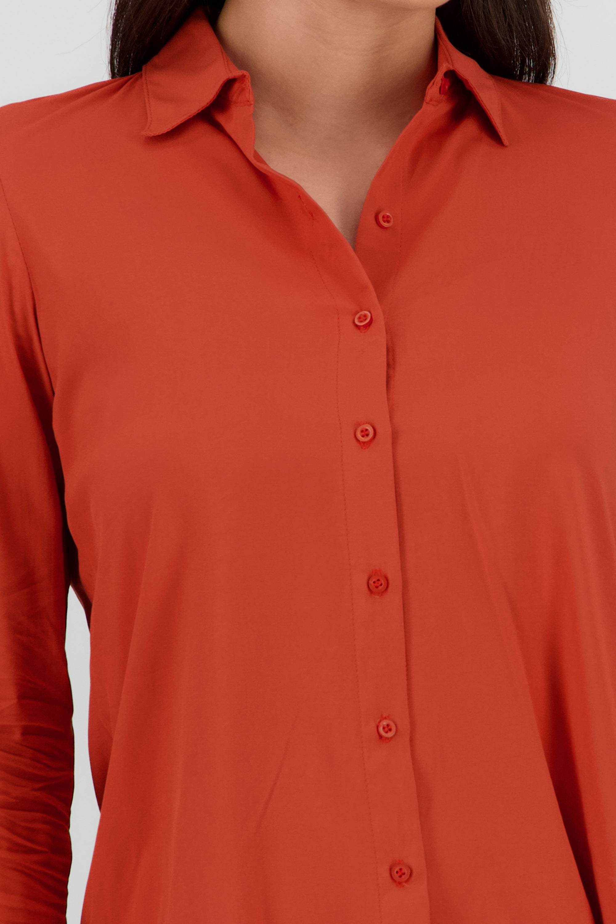 Camisa Manga Larga Lisa LADRILLO