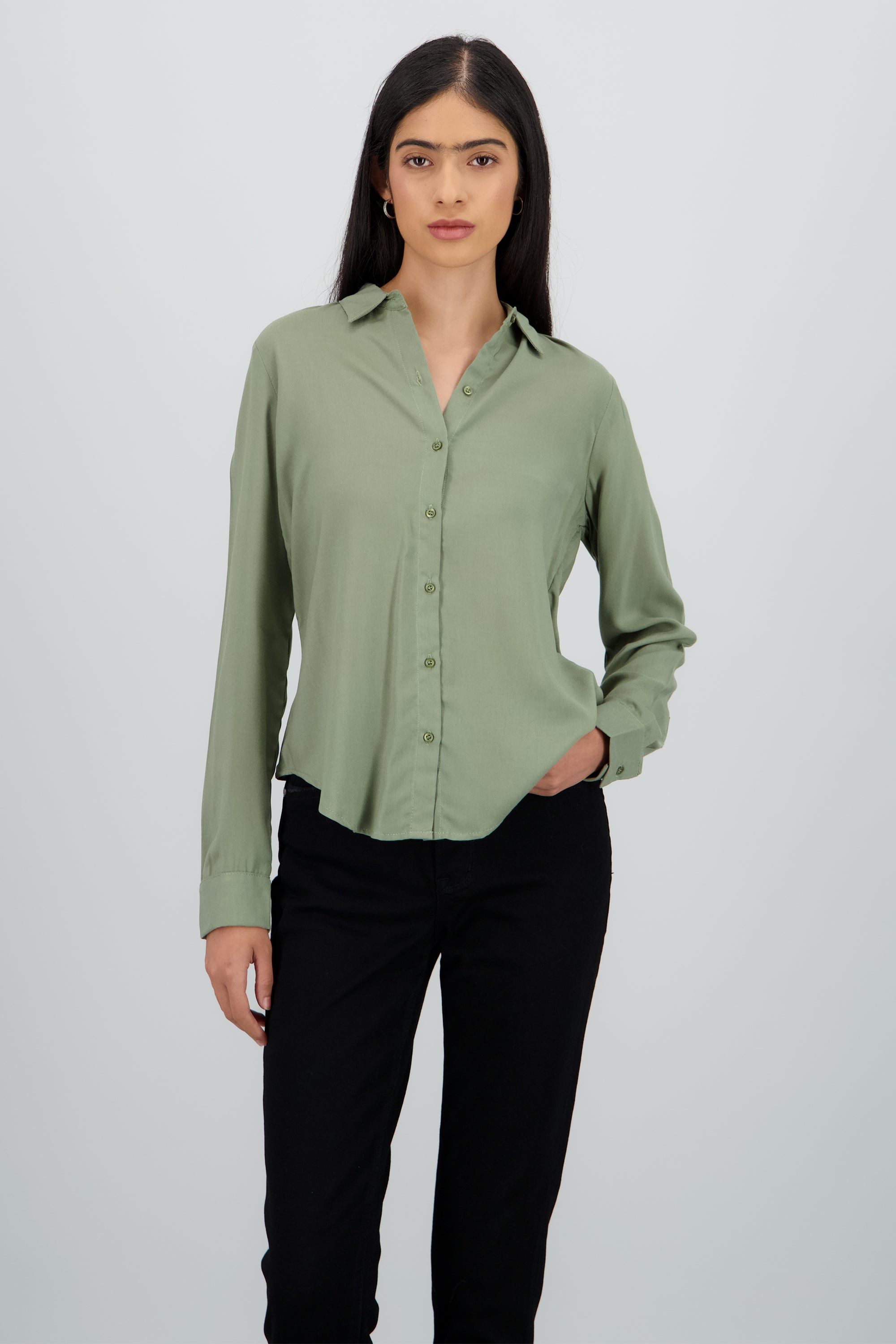 Camisa Manga Larga Lisa VERDE