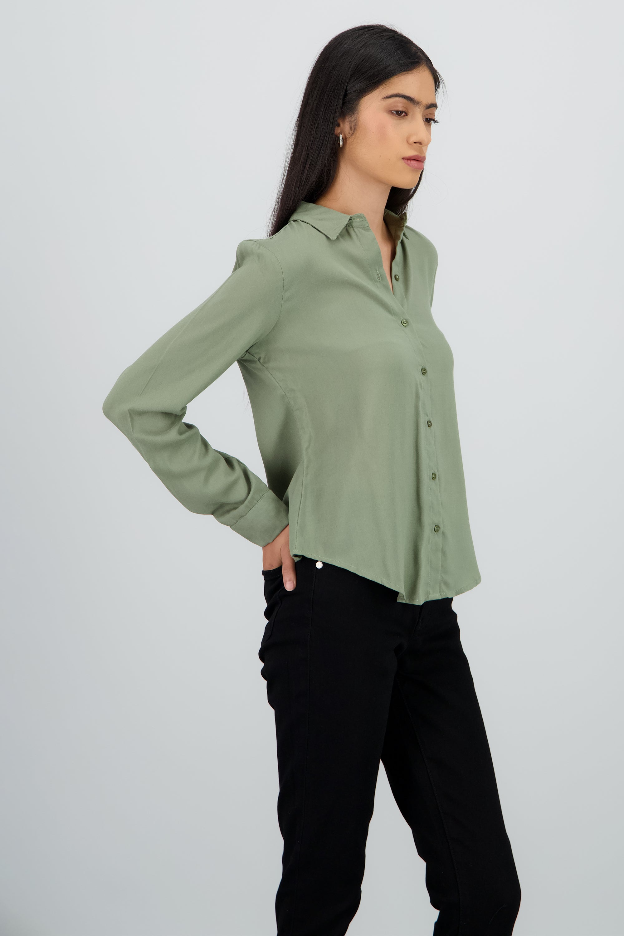 Camisa Manga Larga Lisa VERDE