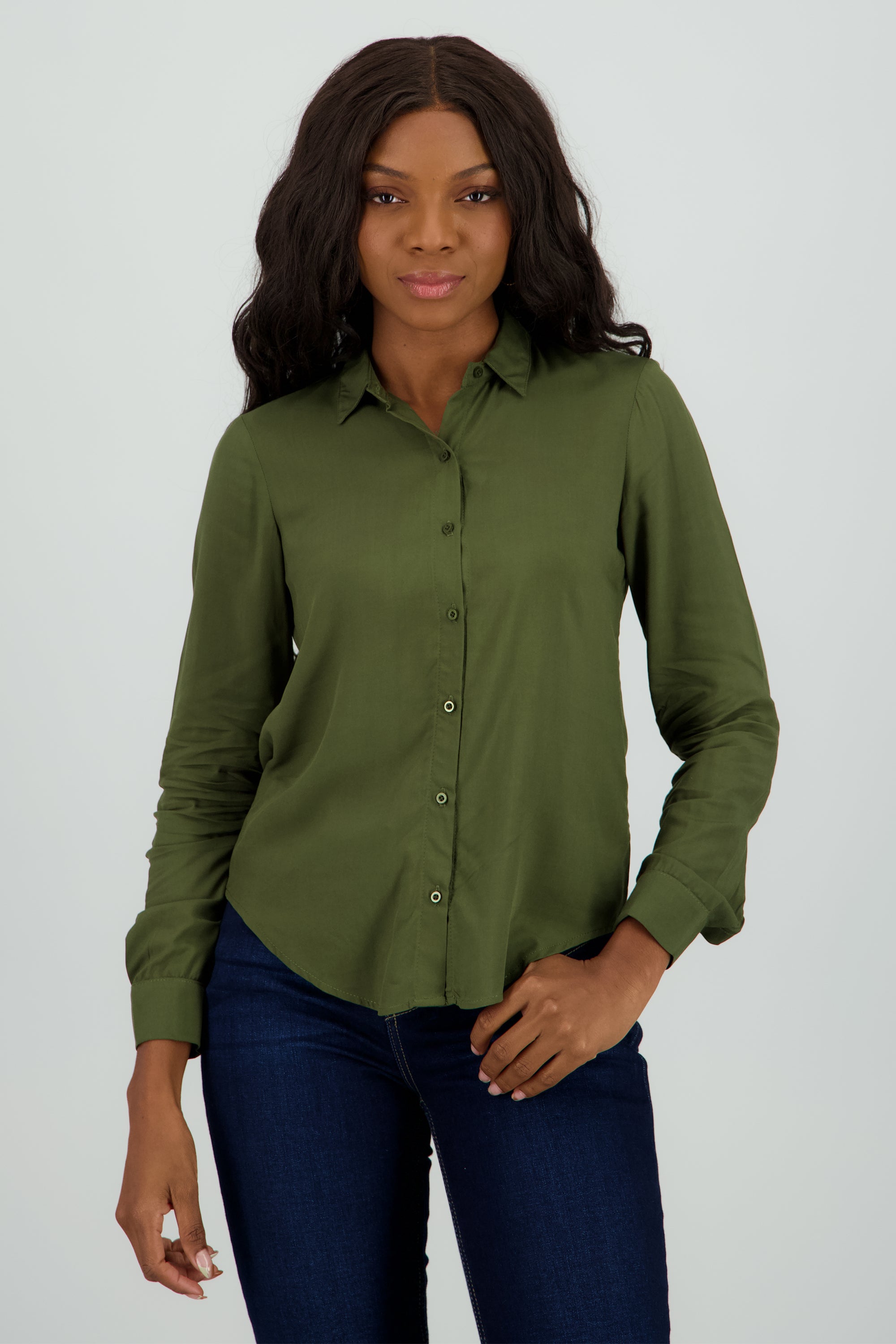 Camisa Manga Larga Lisa OLIVO